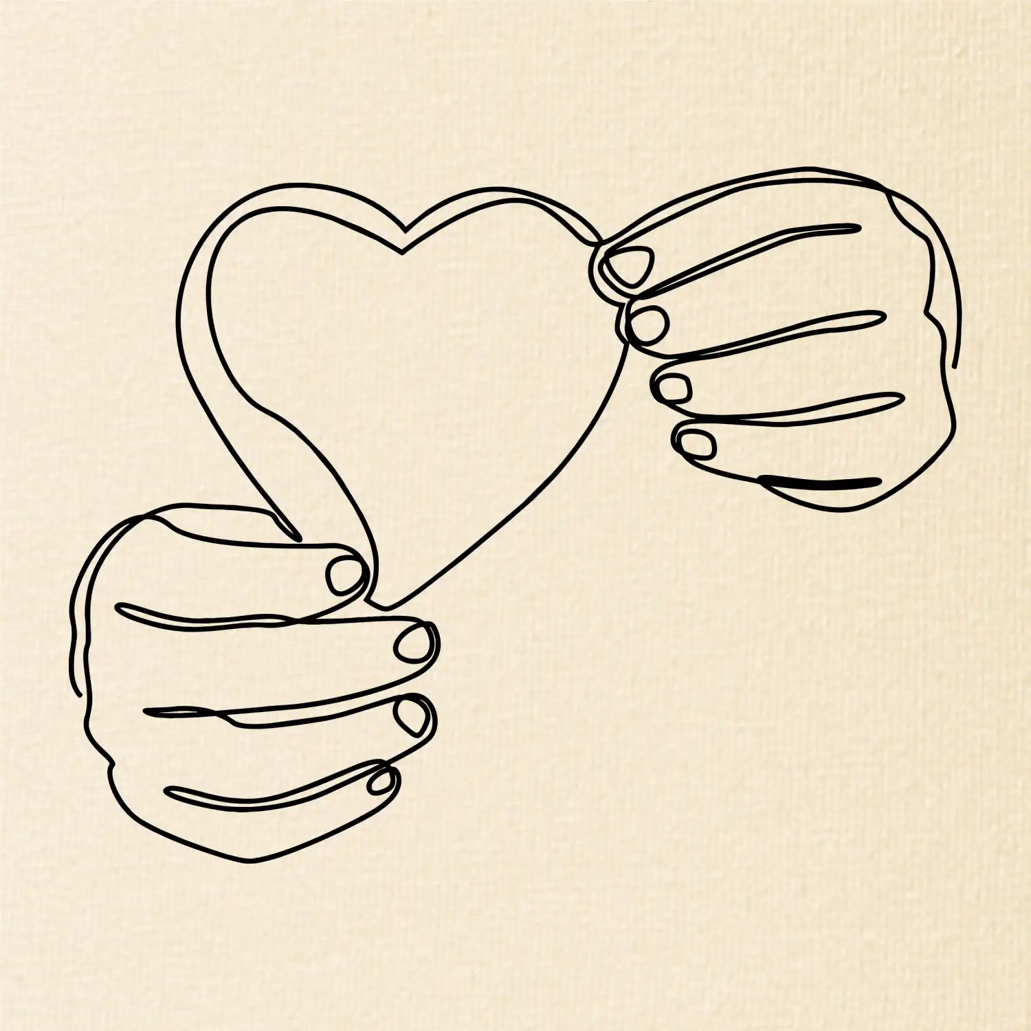 Ruka držící srdce  jedním tahem