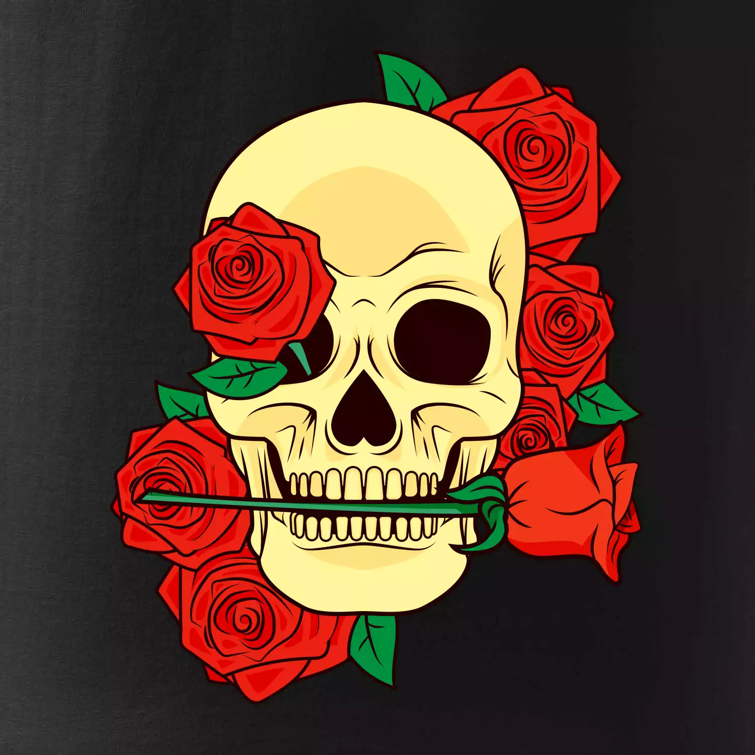 Lebka držící růži