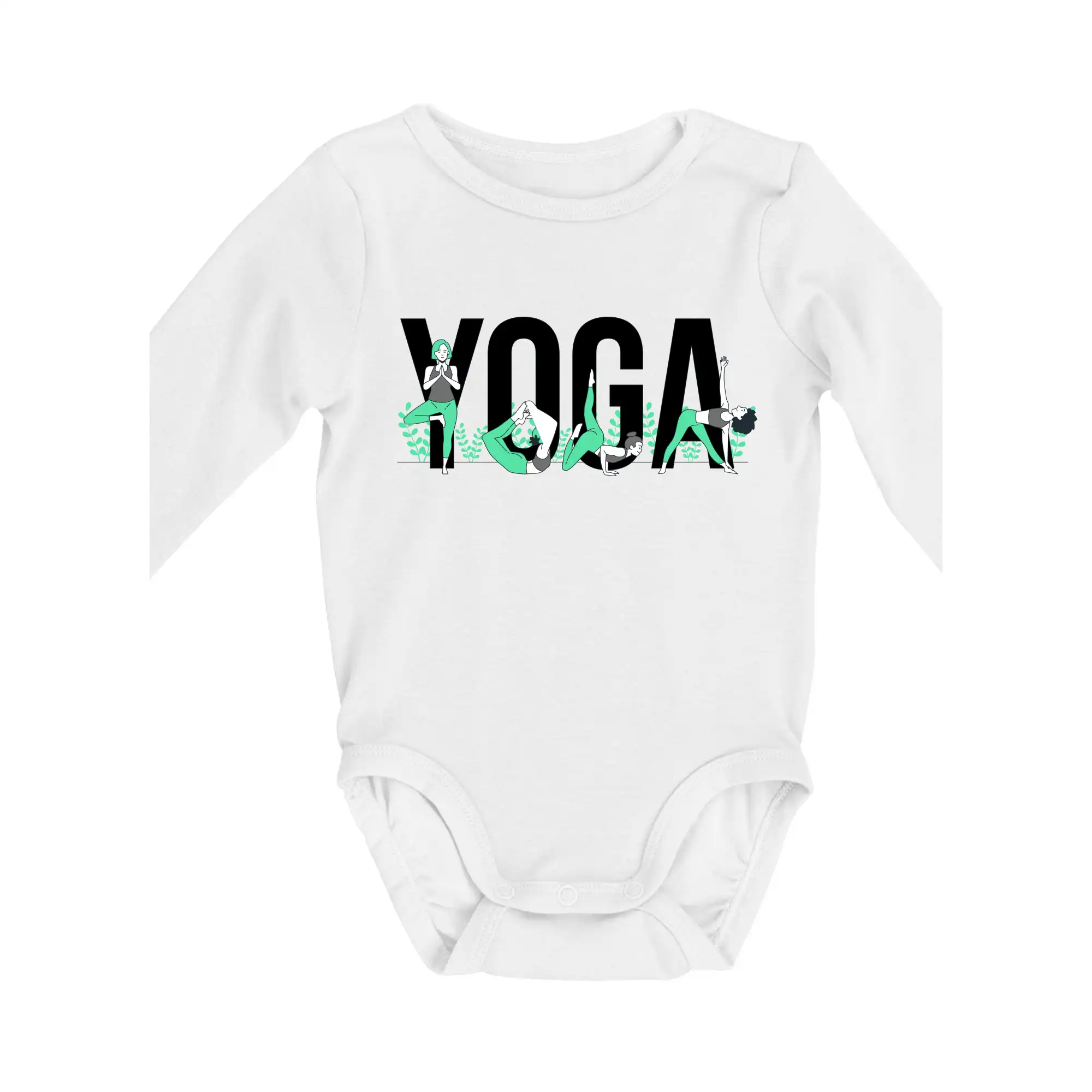 Tričká na jógu - Yoga nápis farebný - Body dojčenské s dlhým rukávom