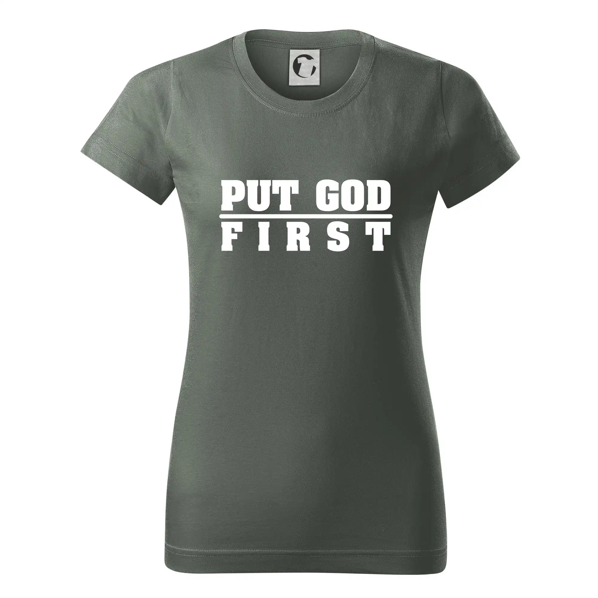 Put God first hrubý nápis - Dámske tričko basic - ľahko voľnejšie a dlhšie