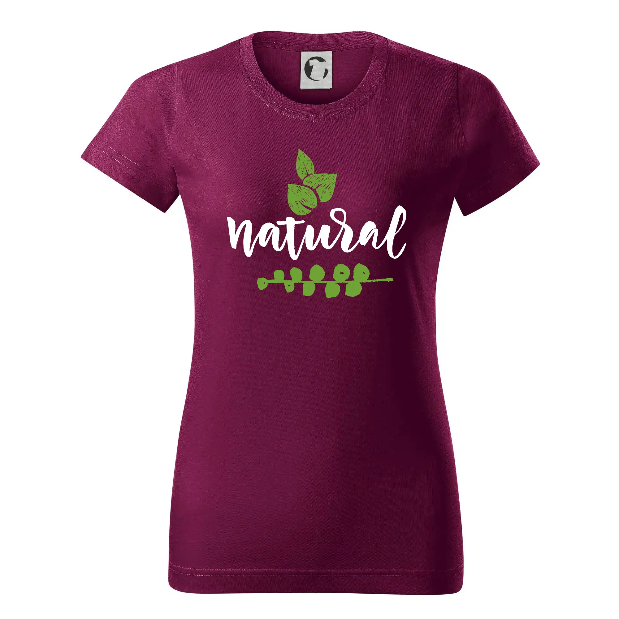 Životný štýl - Natural - nápis v listoch - Dámske tričko basic - ľahko voľnejšie a dlhšie