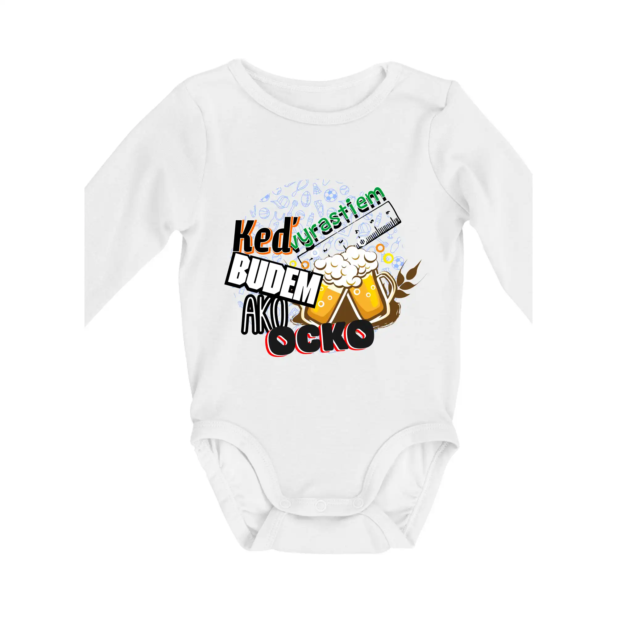 Detské body - až vyrastiem budem ako ocko - Keď vyrastiem budem ako ocko Pivo - Body dojčenské s dlhým rukávom