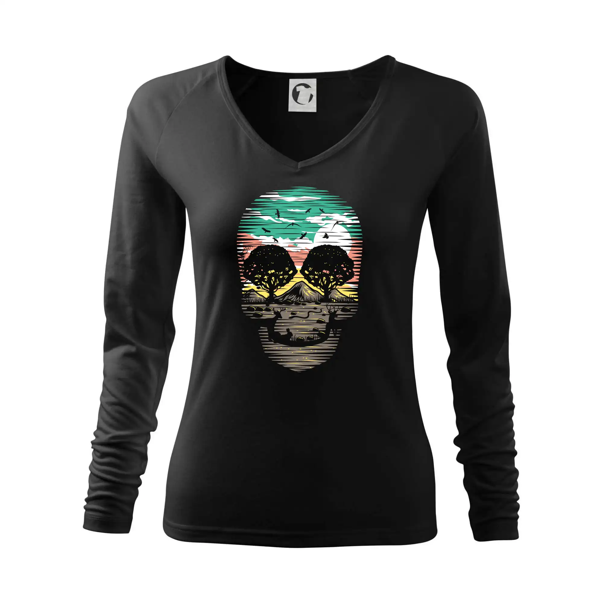 Grafické tričká - Príroda v lebke farebná - Tričko dámske Elegance