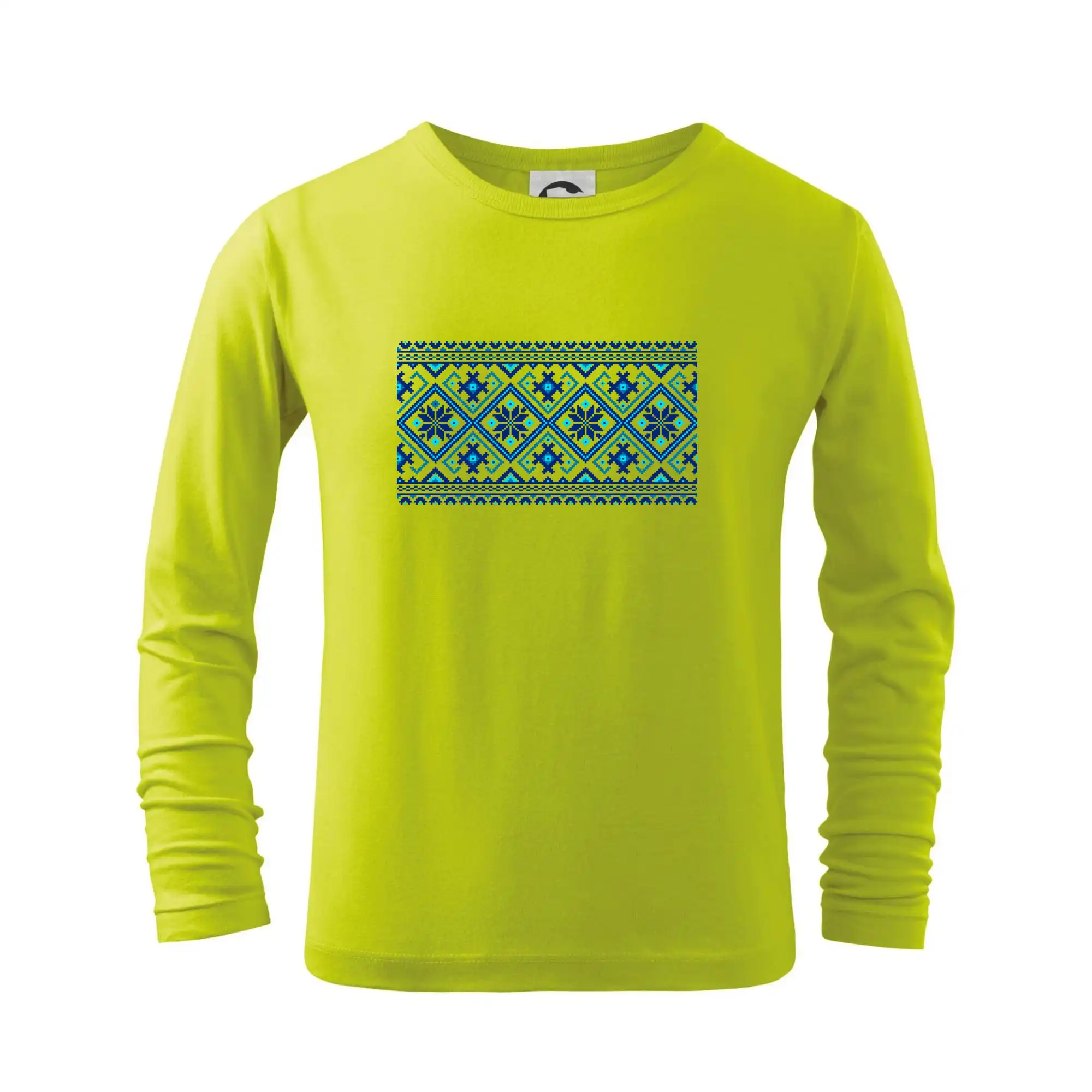 Tričká s vlajkou ukrajiny - Ukrajinský vzor - modrý - Tričko detské Long Sleeve