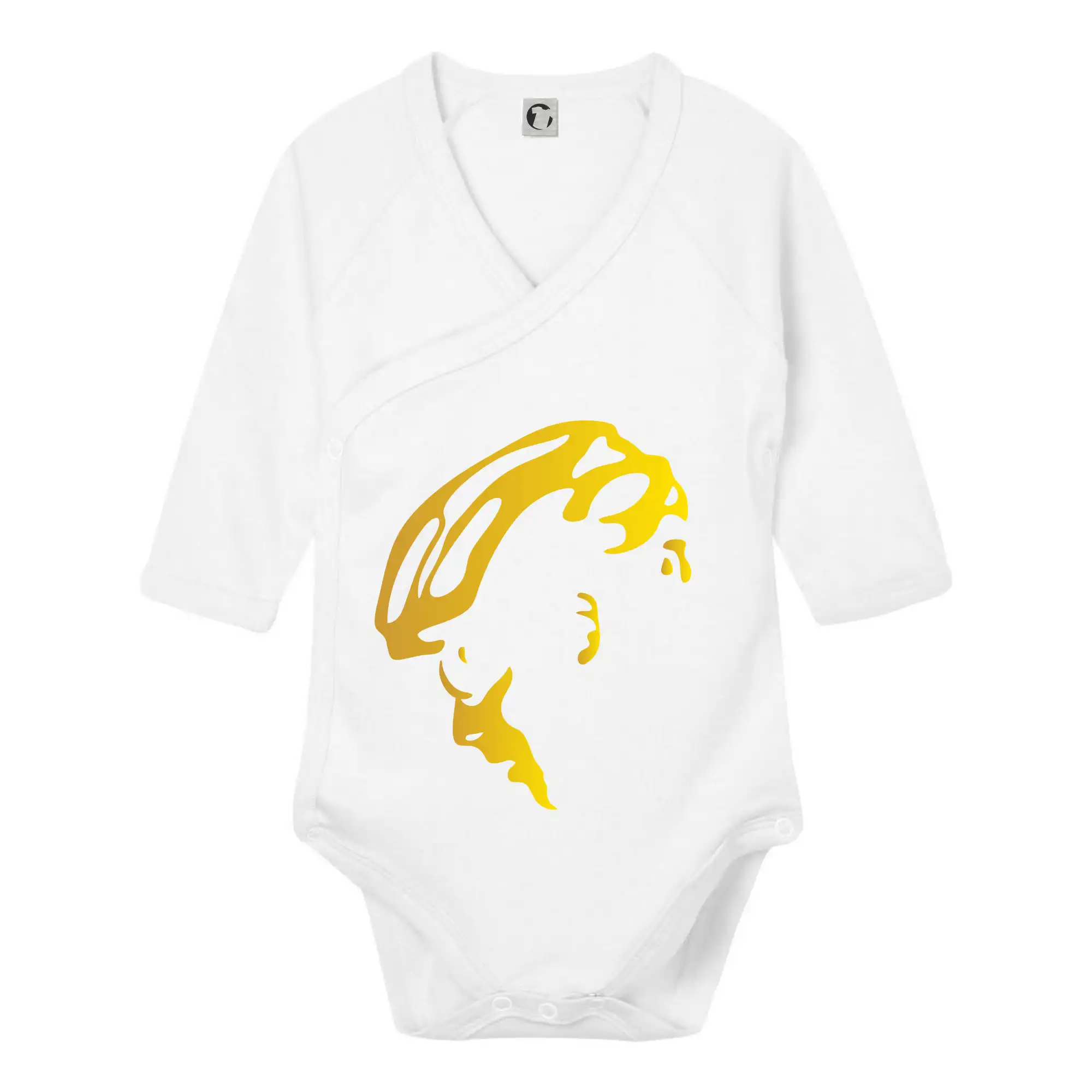 Tričko ako darček pre cyklistu - Hlava cyklista zlatá - Body zavinovacie s dlhým rukávom