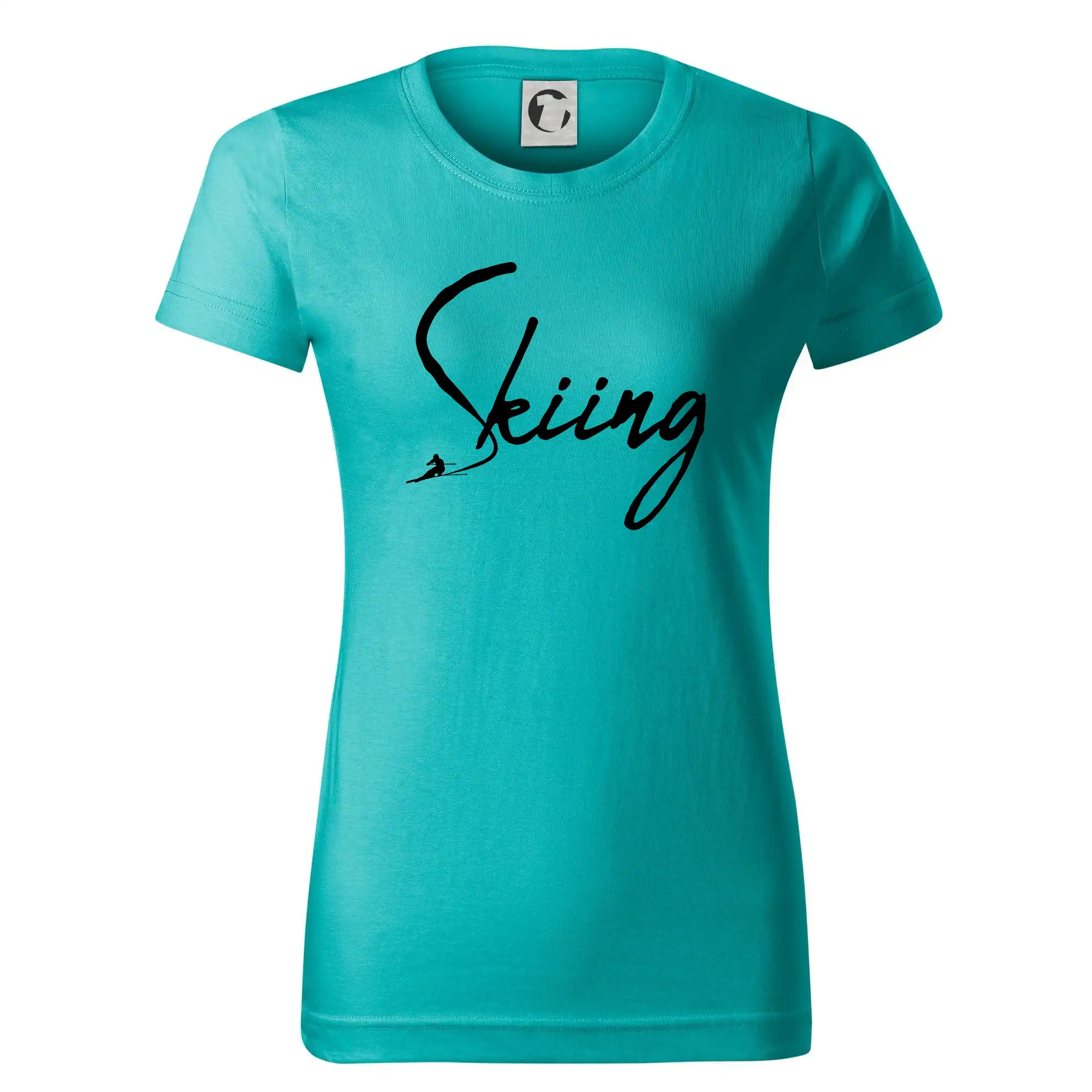 Skiing nápis lyžař