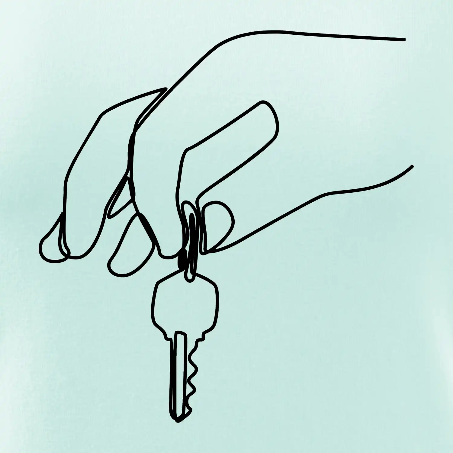 Klíče a ruka jedním tahem