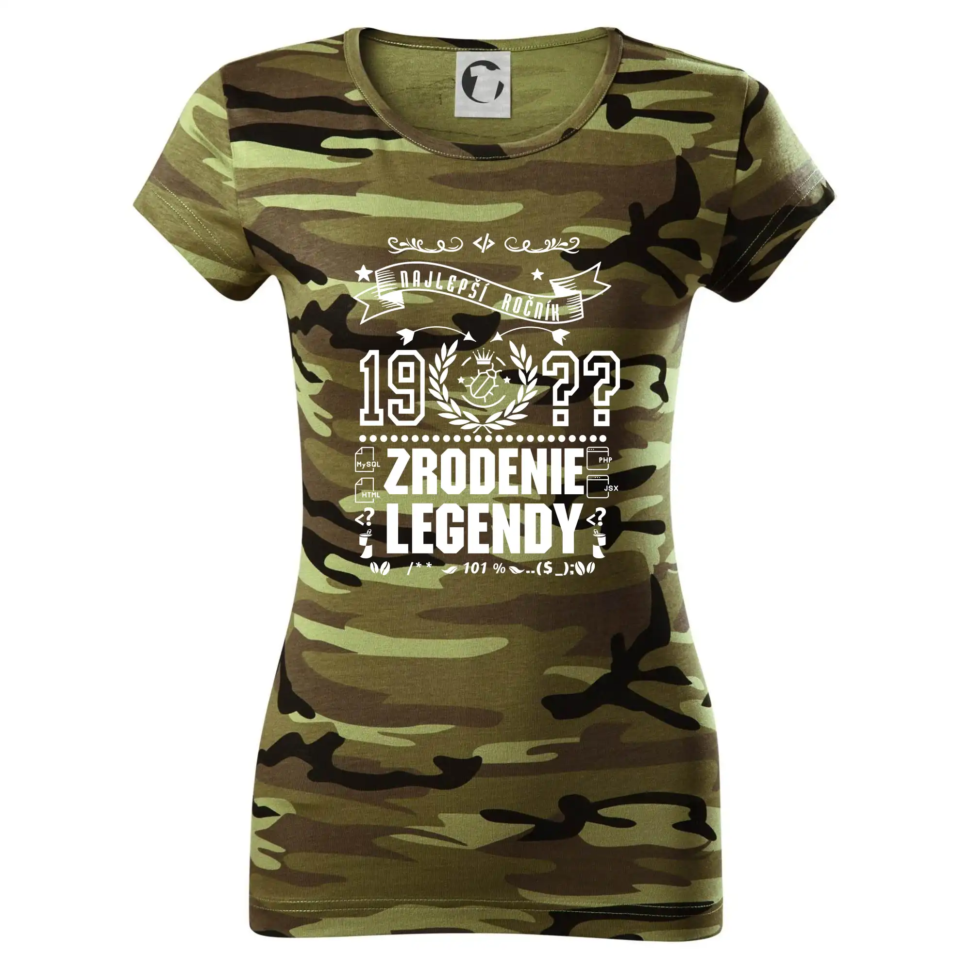 Trička Zrodenie legendy - Zrodenie legendy pre programátora - Dámske maskáčové tričko