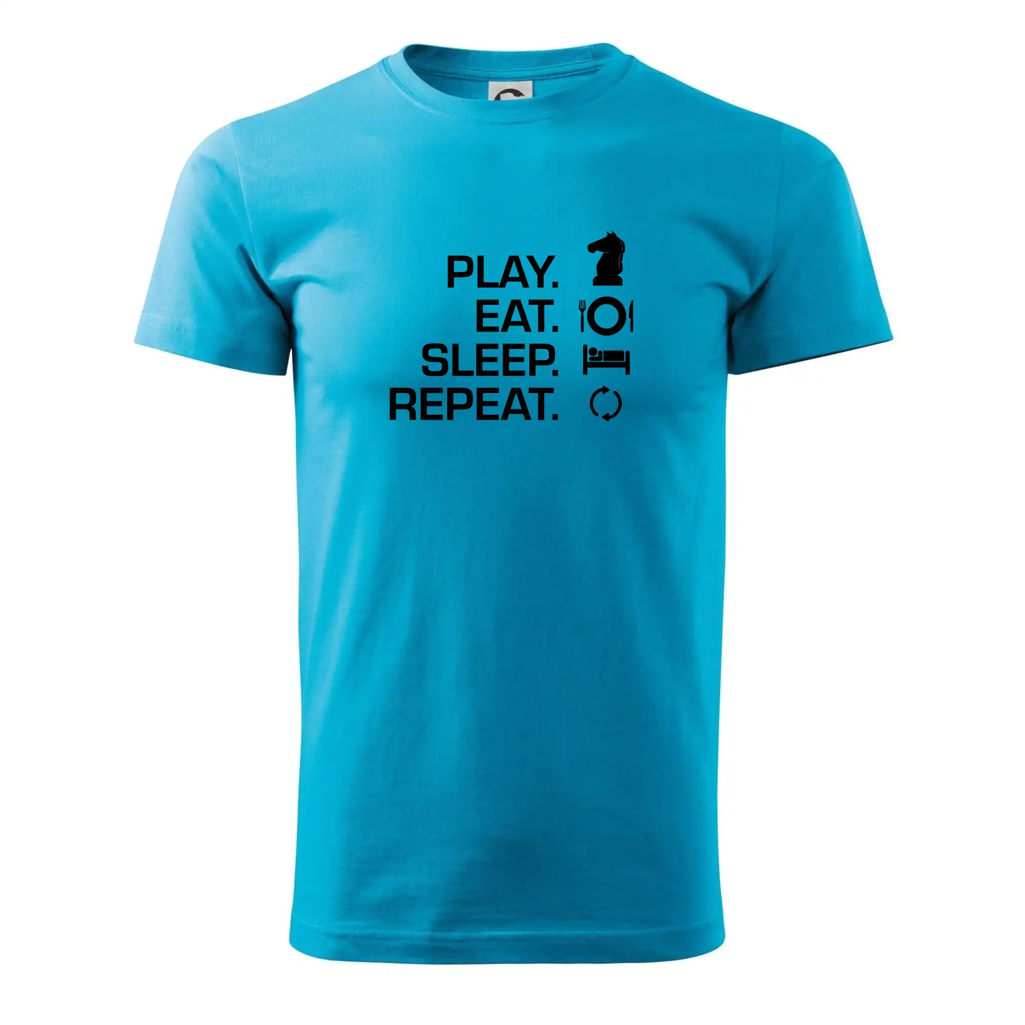 Tričká a mikiny so spoločenskými hrami  - Eat sleep play - šach - Klasické pánske tričko vyššej gramáže