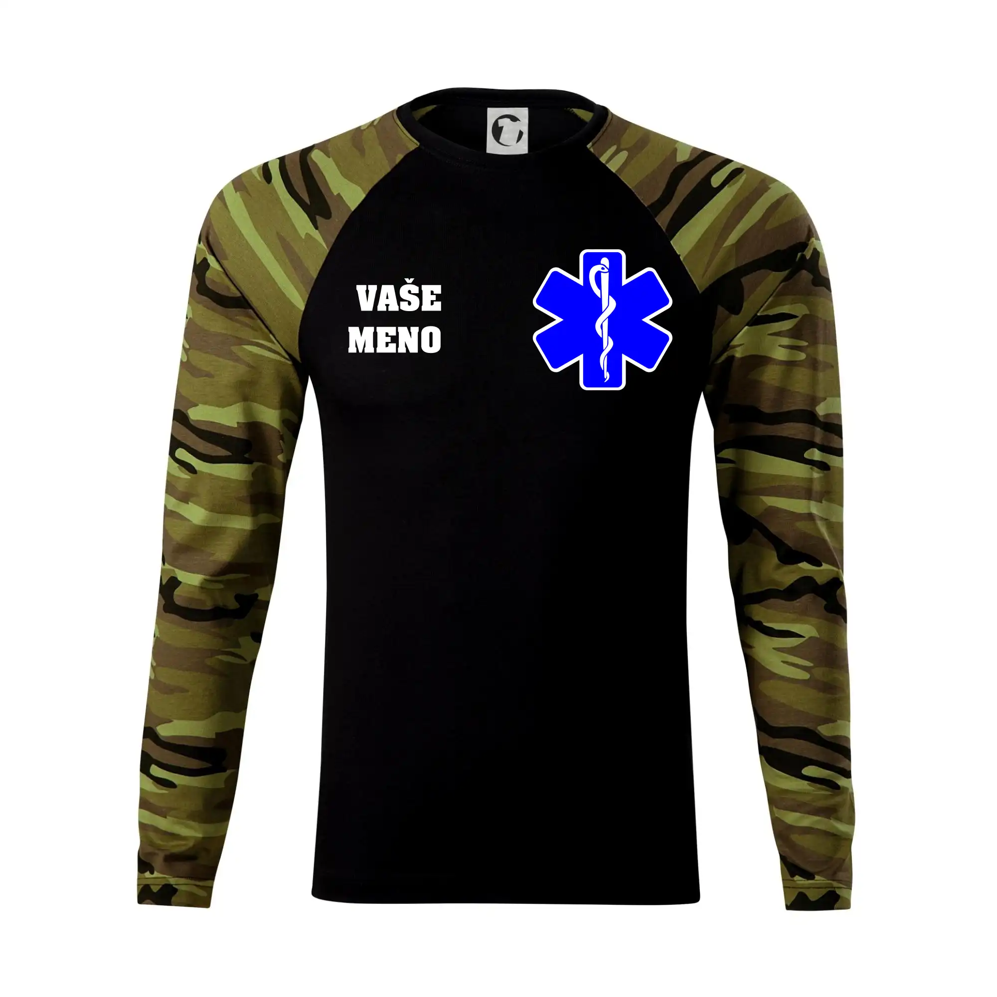 Originálne tričká pre hasičov - Rescue - Vaše meno - Camouflage LS