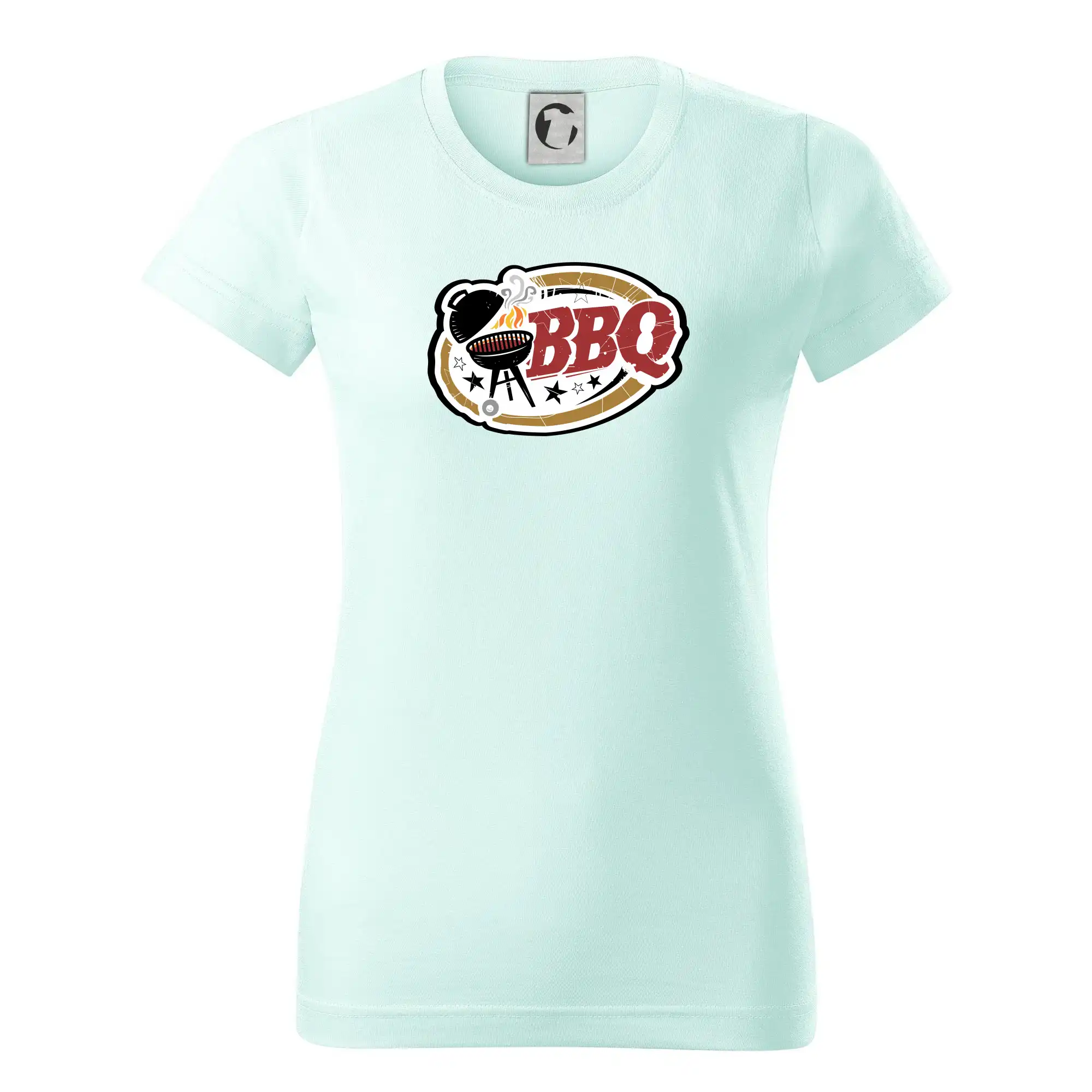 Tričká a zástery na grilovanie - BBQ logo - Dámske tričko basic - ľahko voľnejšie a dlhšie
