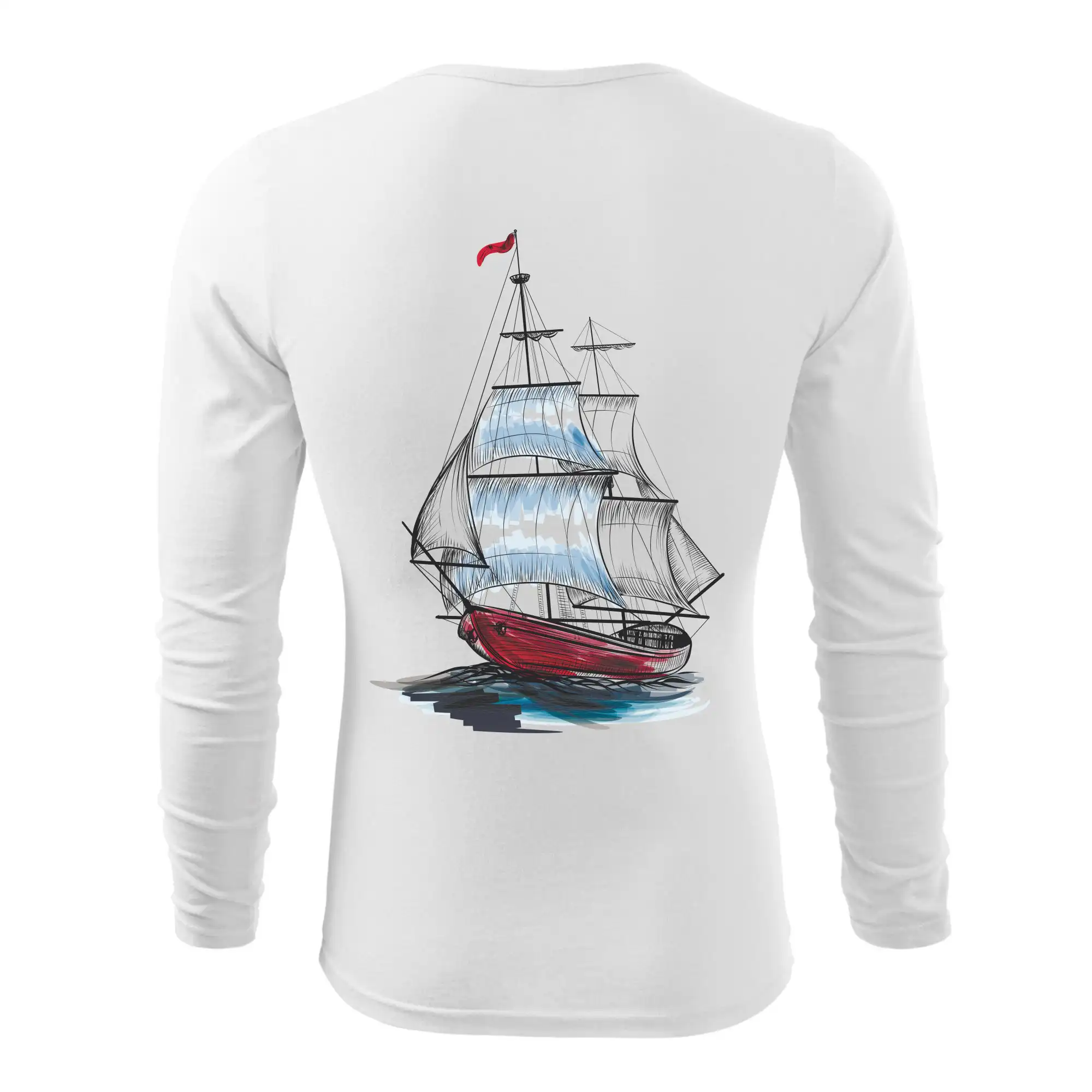 Vodácke tričká - Plachetnica farebná na chrbte - Tričko s dlhým rukávom FIT-T long sleeve