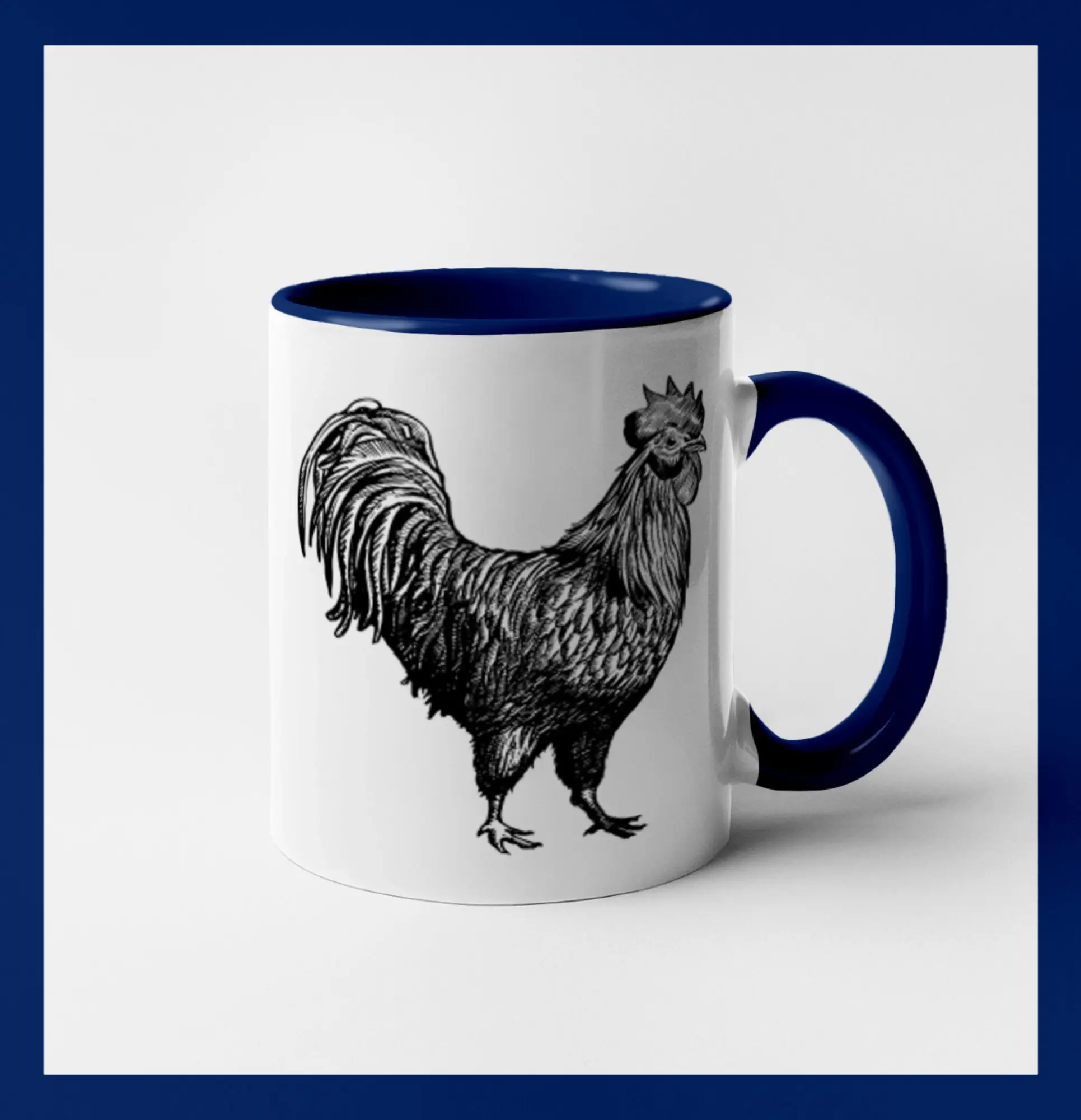 Kohout kreslený černobílý