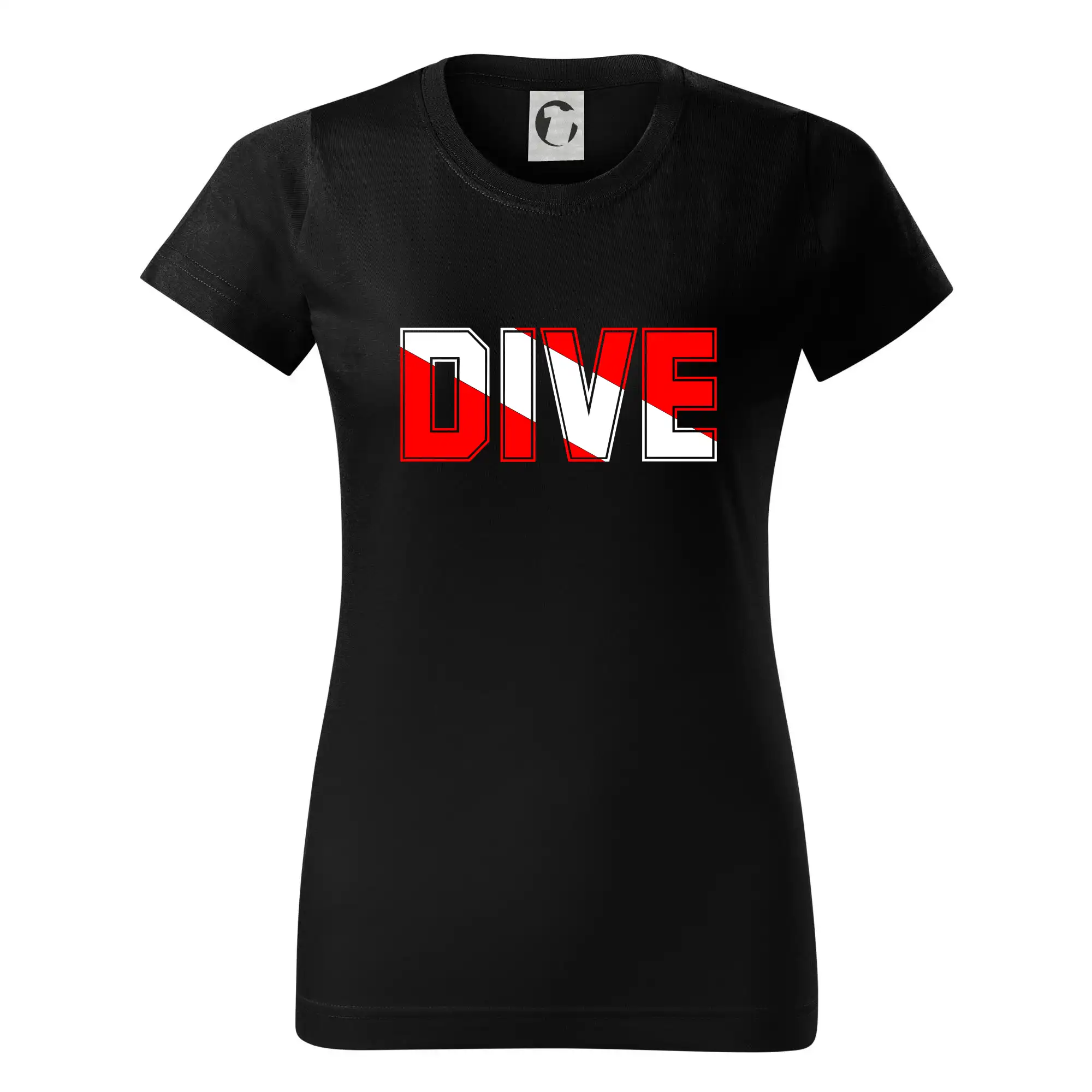 Potápačské tričká - Dive nápis vlajka - Dámske tričko basic - ľahko voľnejšie a dlhšie