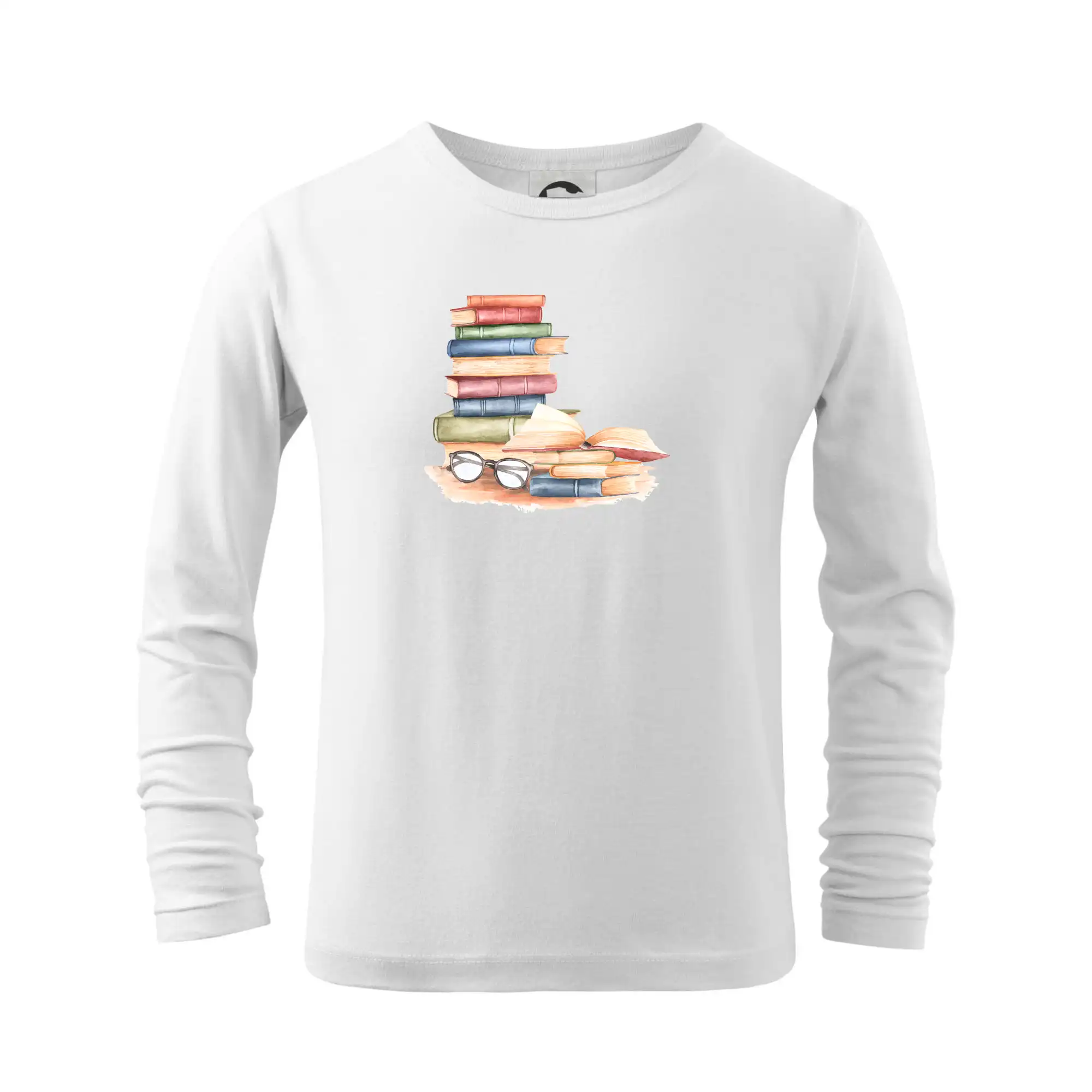 Tričká s motívom kníh pre milovníkov čítania a vône papiera - Knihy farebné a okuliare - Tričko detské Long Sleeve