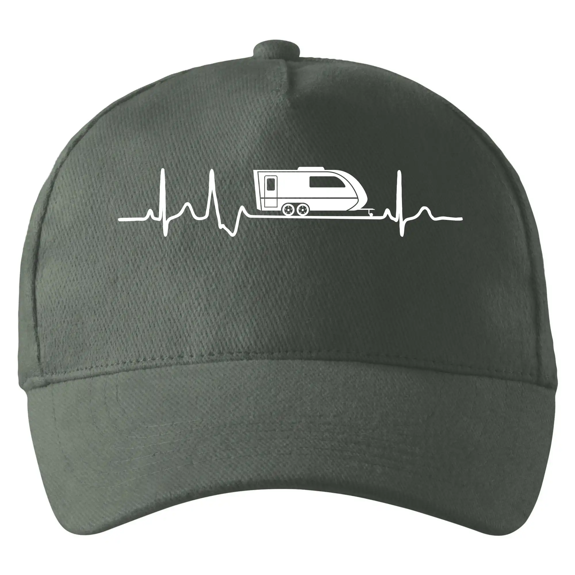 Trička na kempovanie - EKG karavan - Šiltovka so zahnutým šiltom a mosaznou sponou