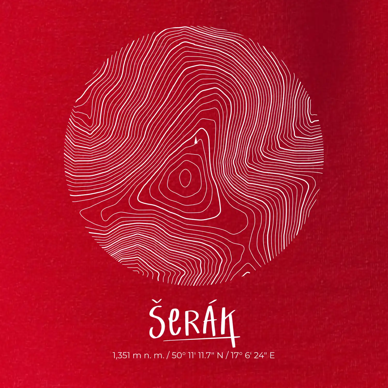 Šerák - vrstevnice v kruhu