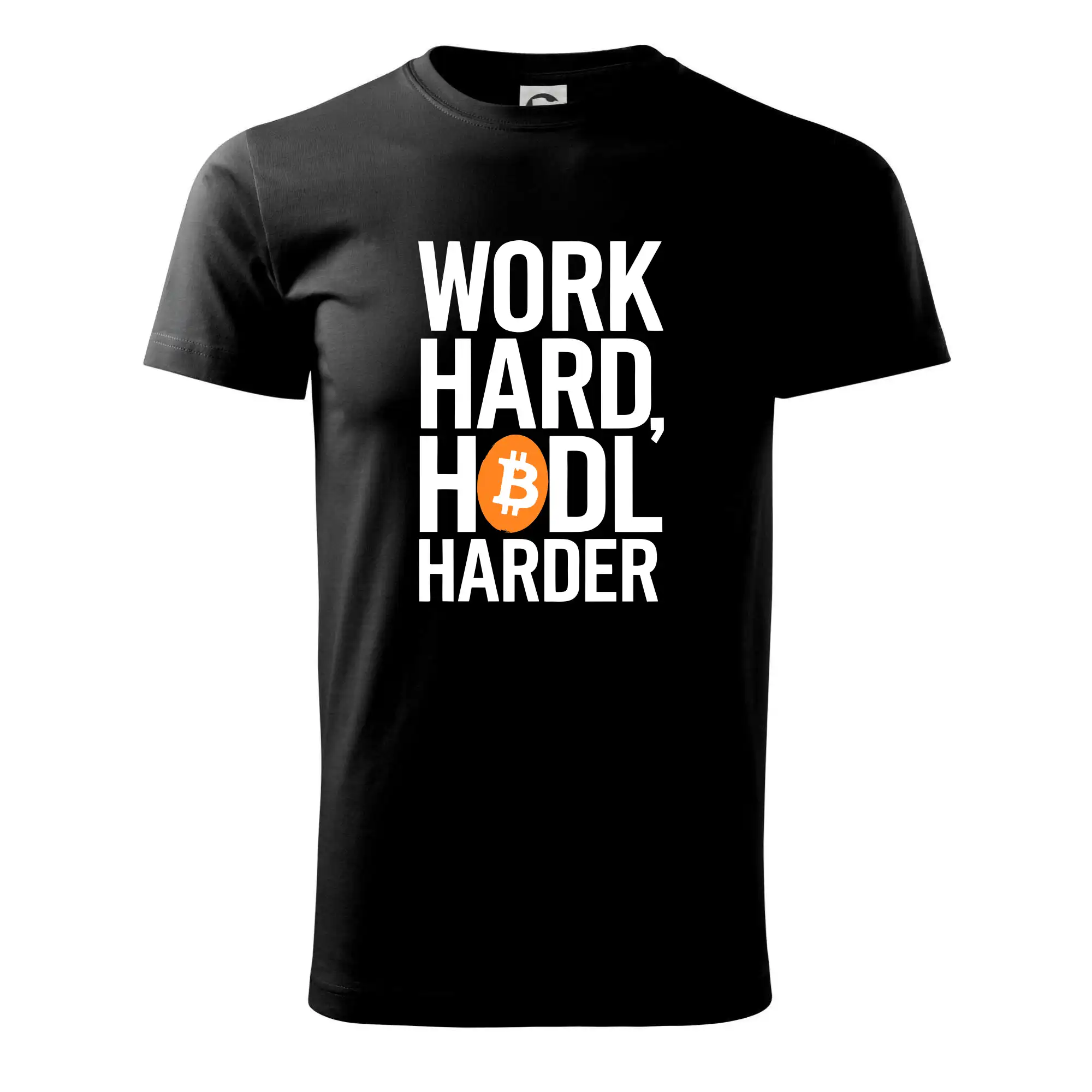 Velký nápis Work Hard, HODL Harder - Klasické pánske tričko vyššej gramáže