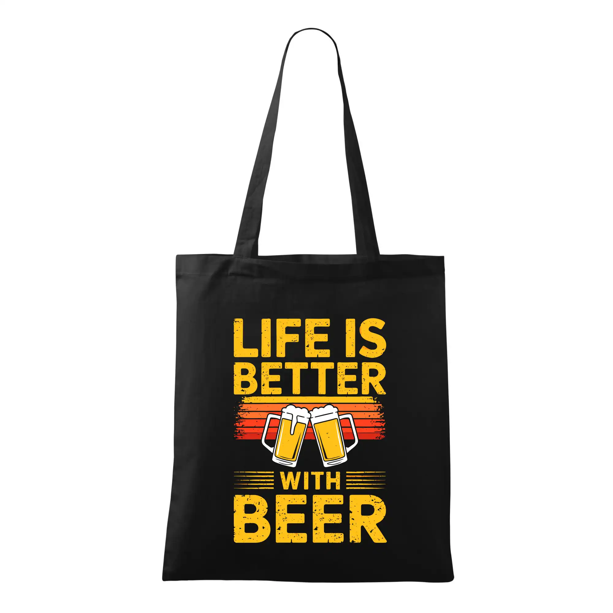 Vtipná tričká pre pivárov - Life is better with beer - oranžové - Taška bavlnená