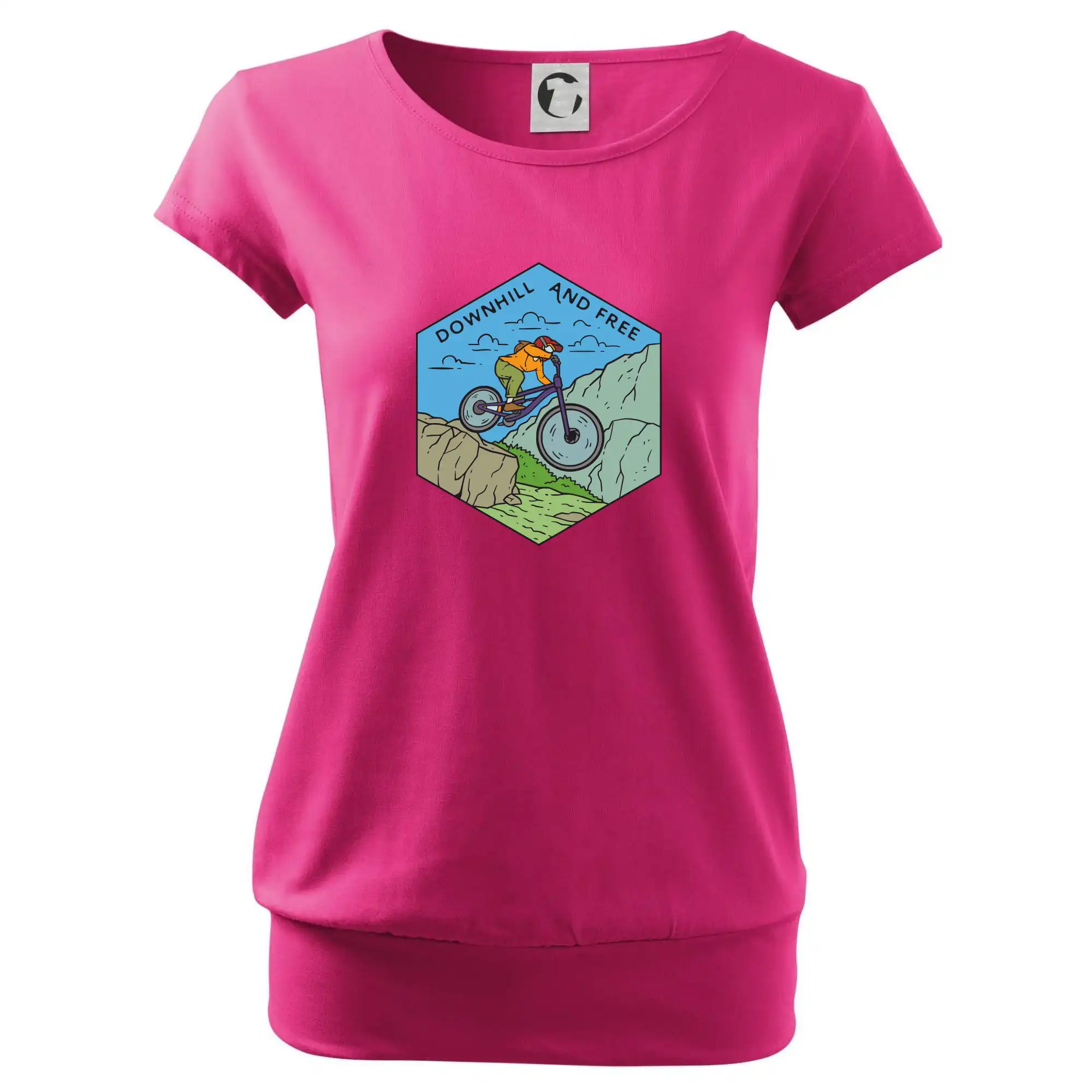 Tričko ako darček pre cyklistu - Downhill and free holka - Voľné tričko city