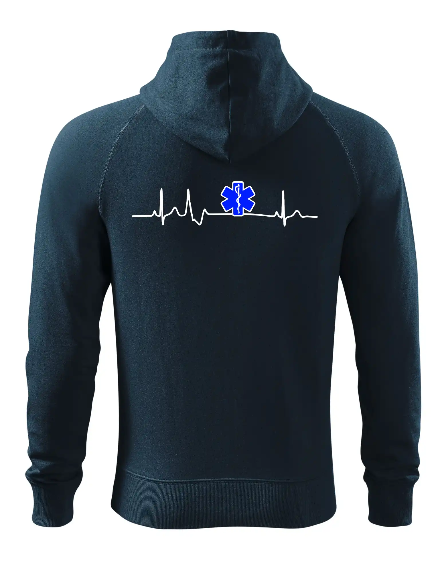 Tričká a mikiny pre záchranárov a lekárov - Kvalitné oblečenie pre zdravotníkov - EKG rescue modrá hviezda - Mikina Voyage  - 100% bavlna