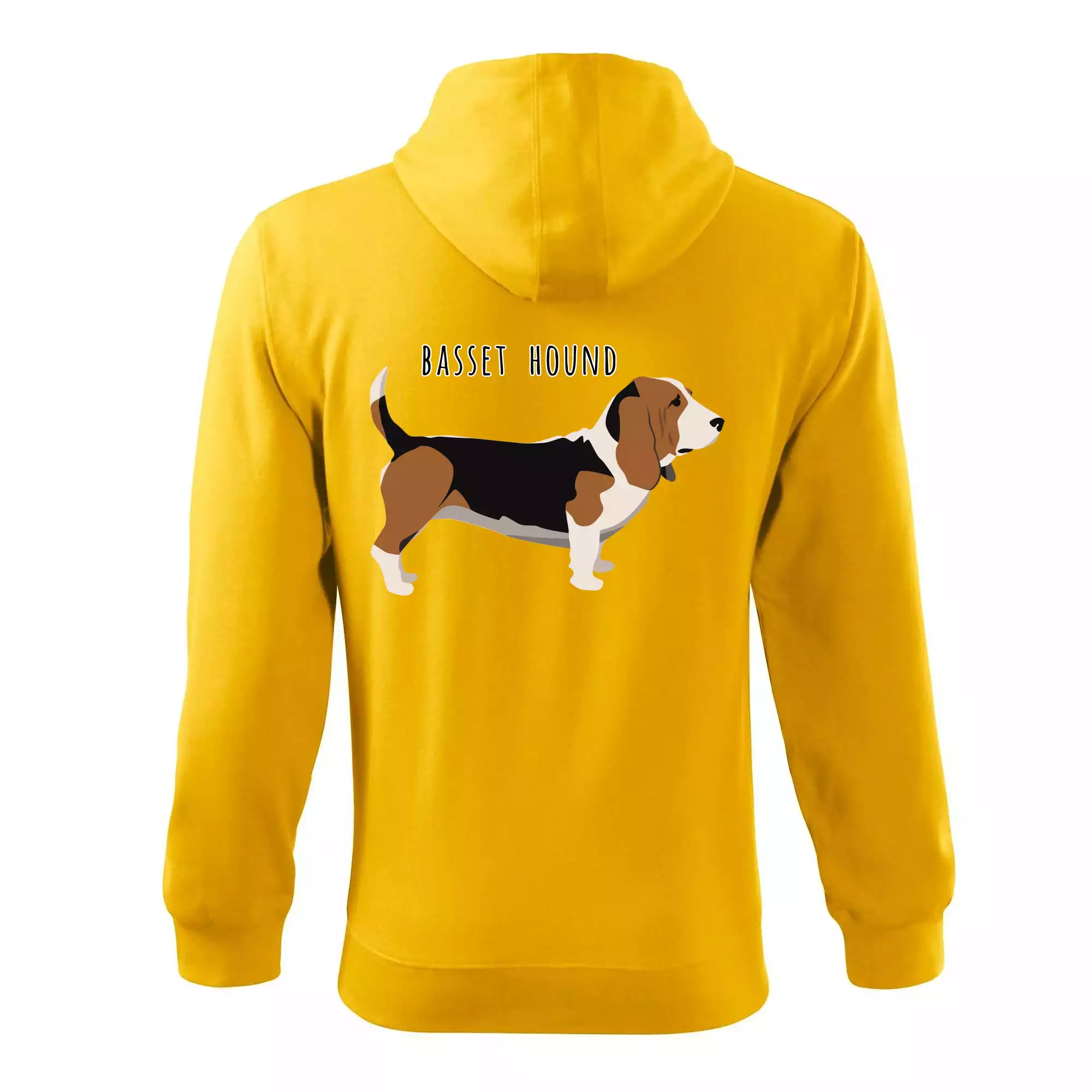 Basset hound pes s nápisem