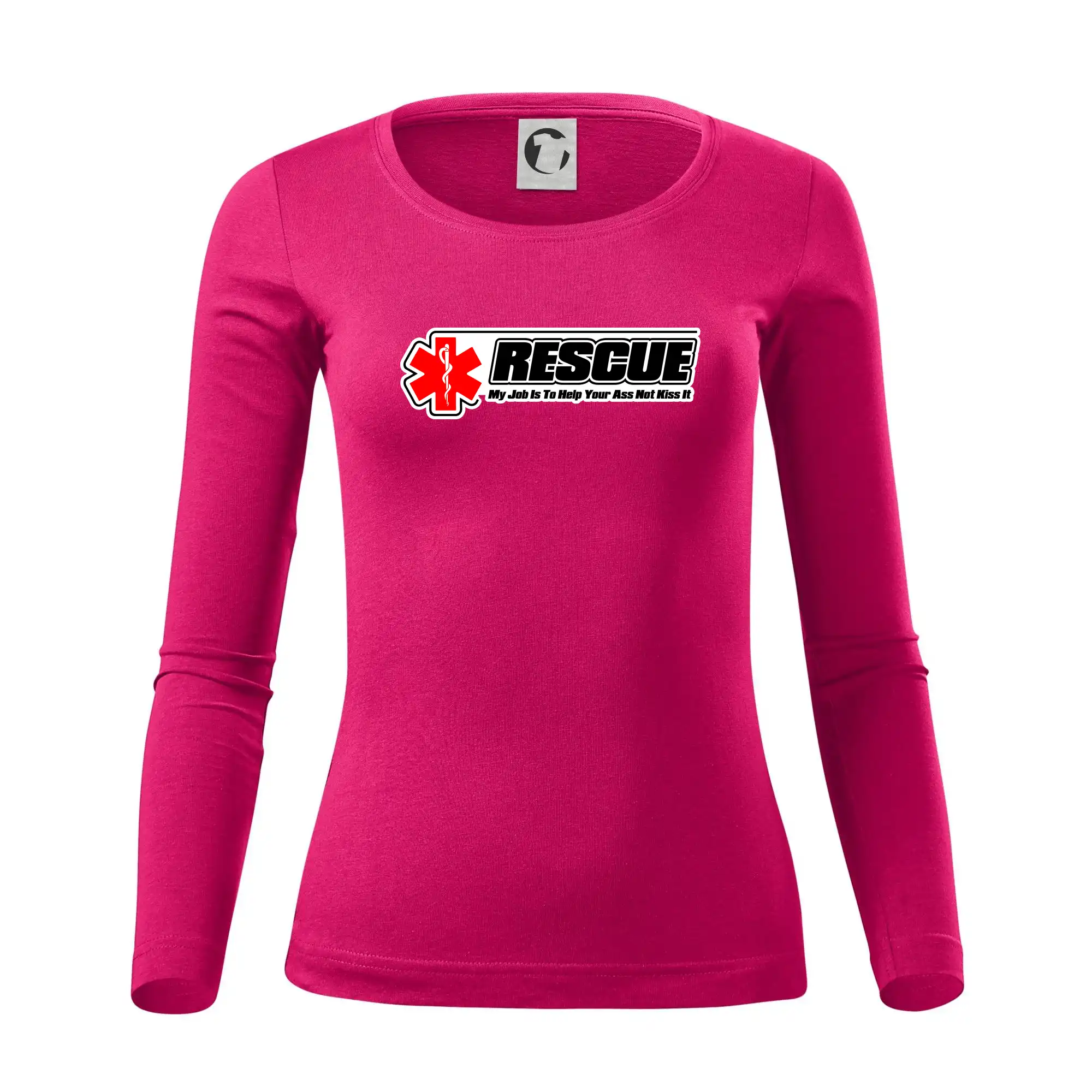 Tričká a mikiny pre záchranárov a lekárov - Kvalitné oblečenie pre zdravotníkov - Rescue My Job Is To Help Your Ass Not Kiss It - Dámske tričko FIT-T LS - zužené