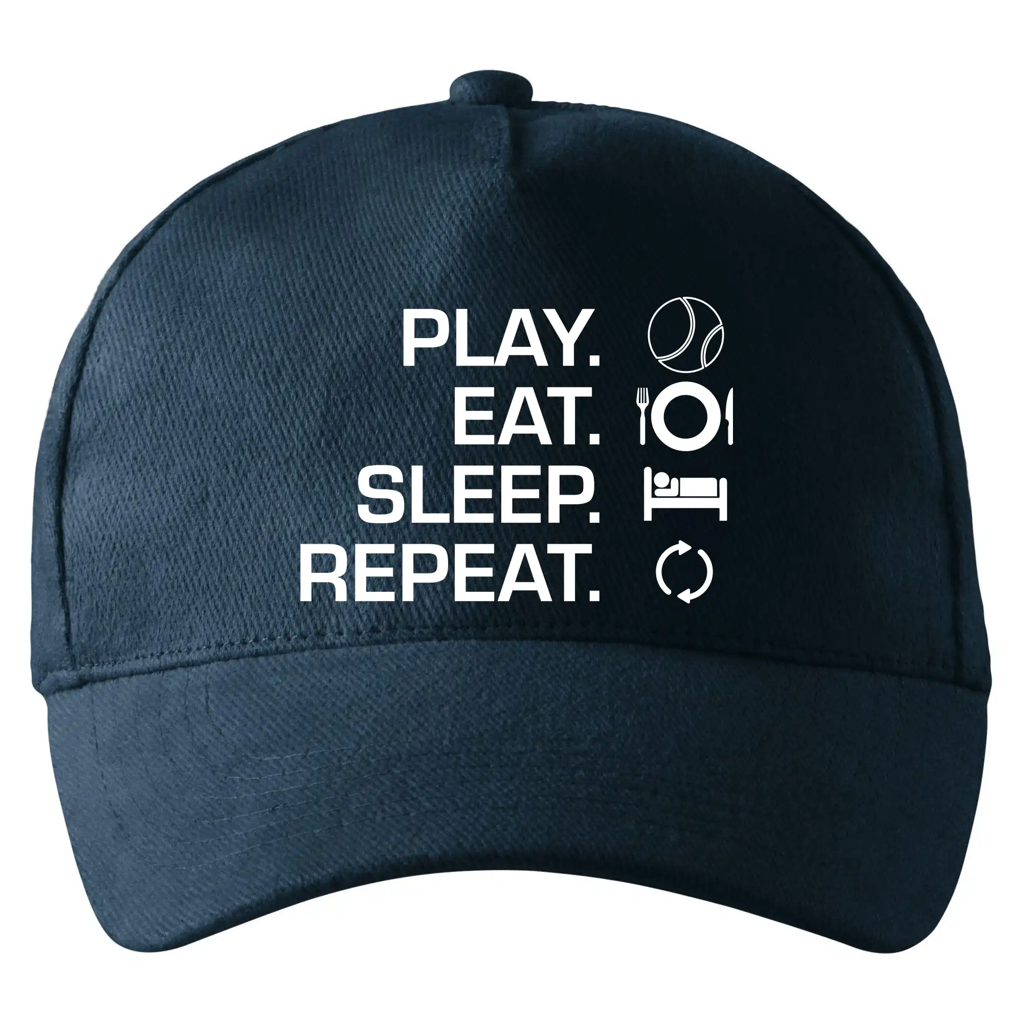 Tričká na tenis - Play Eat Sleep Repeat tenis - Šiltovka so zahnutým šiltom a mosaznou sponou