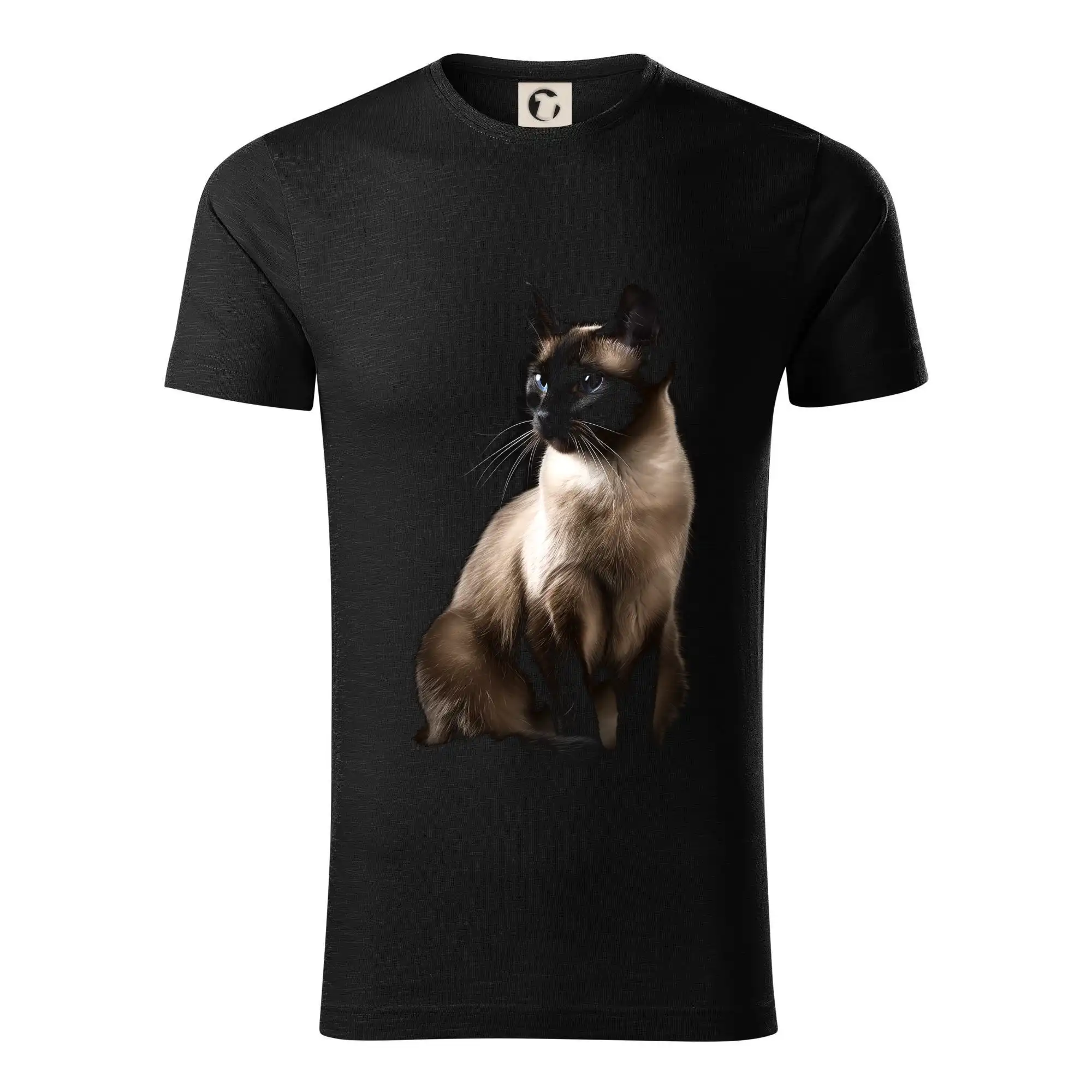 Vtipná tričká s mačkou - Siamská mačka čierna fotka - Tričko z organickej bavlny
