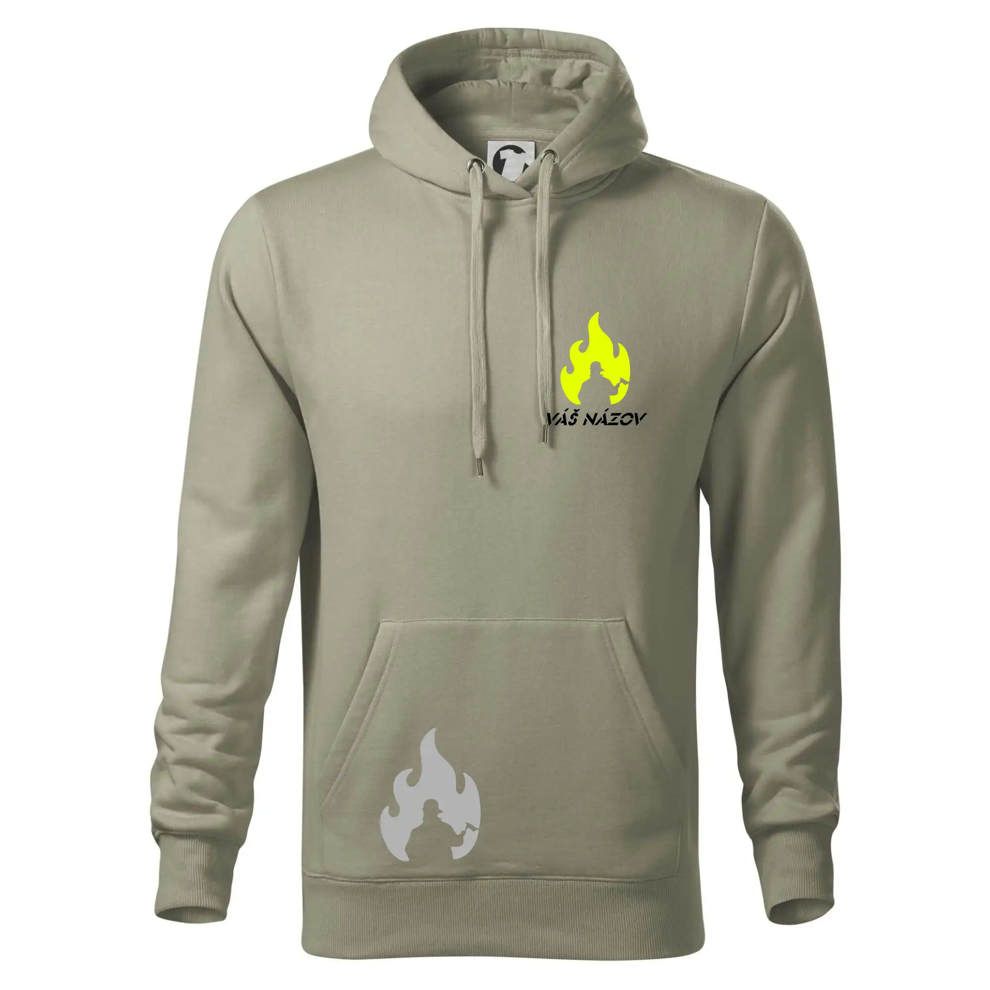 Originálne tričká pre hasičov - Hasiči - oheň - Váš názov - Prsník + chrbát - Mikina pánska Cape s kapucňou