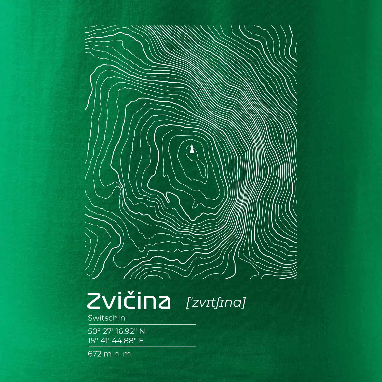 Zvičina - vrstevnice v obdélníku
