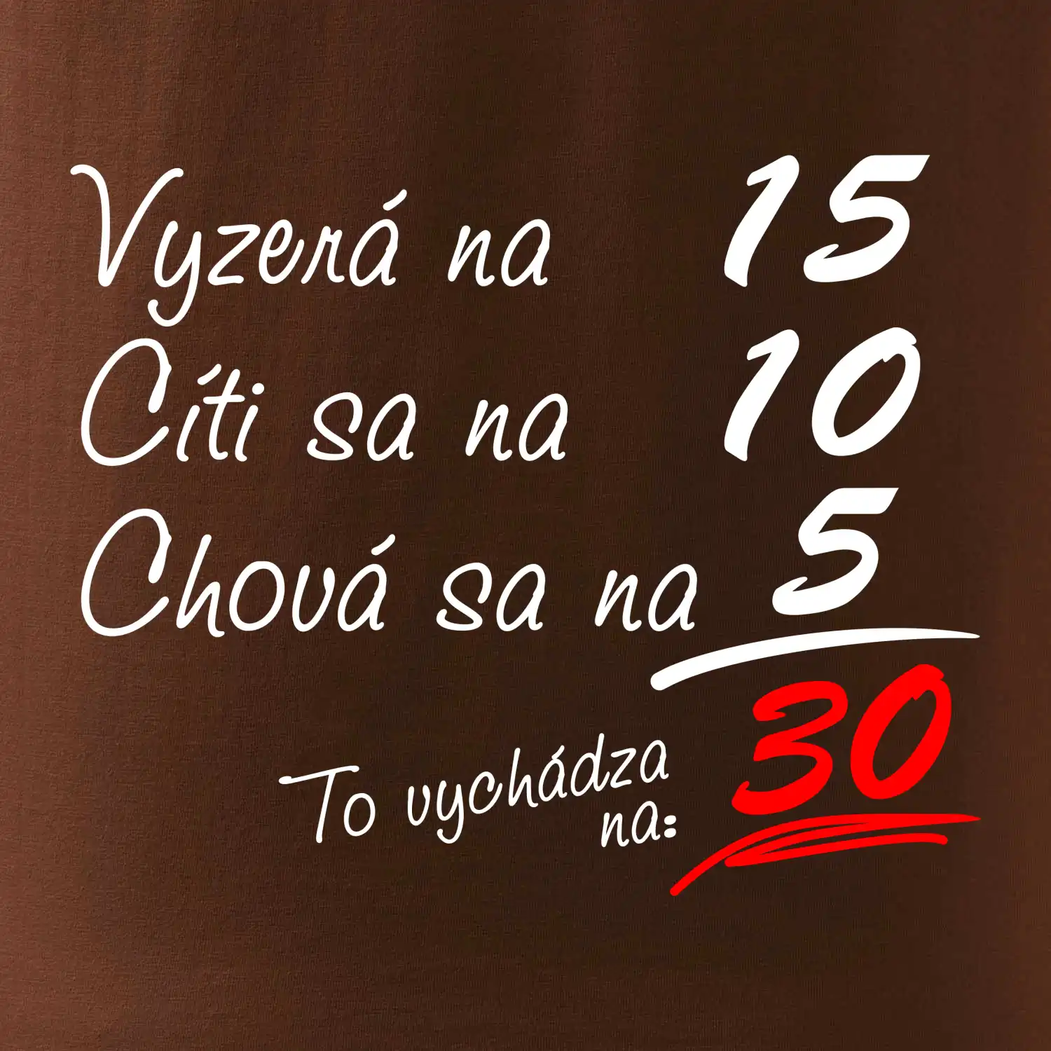 Vyzerá, cíti sa, chová sa - 30 rokov