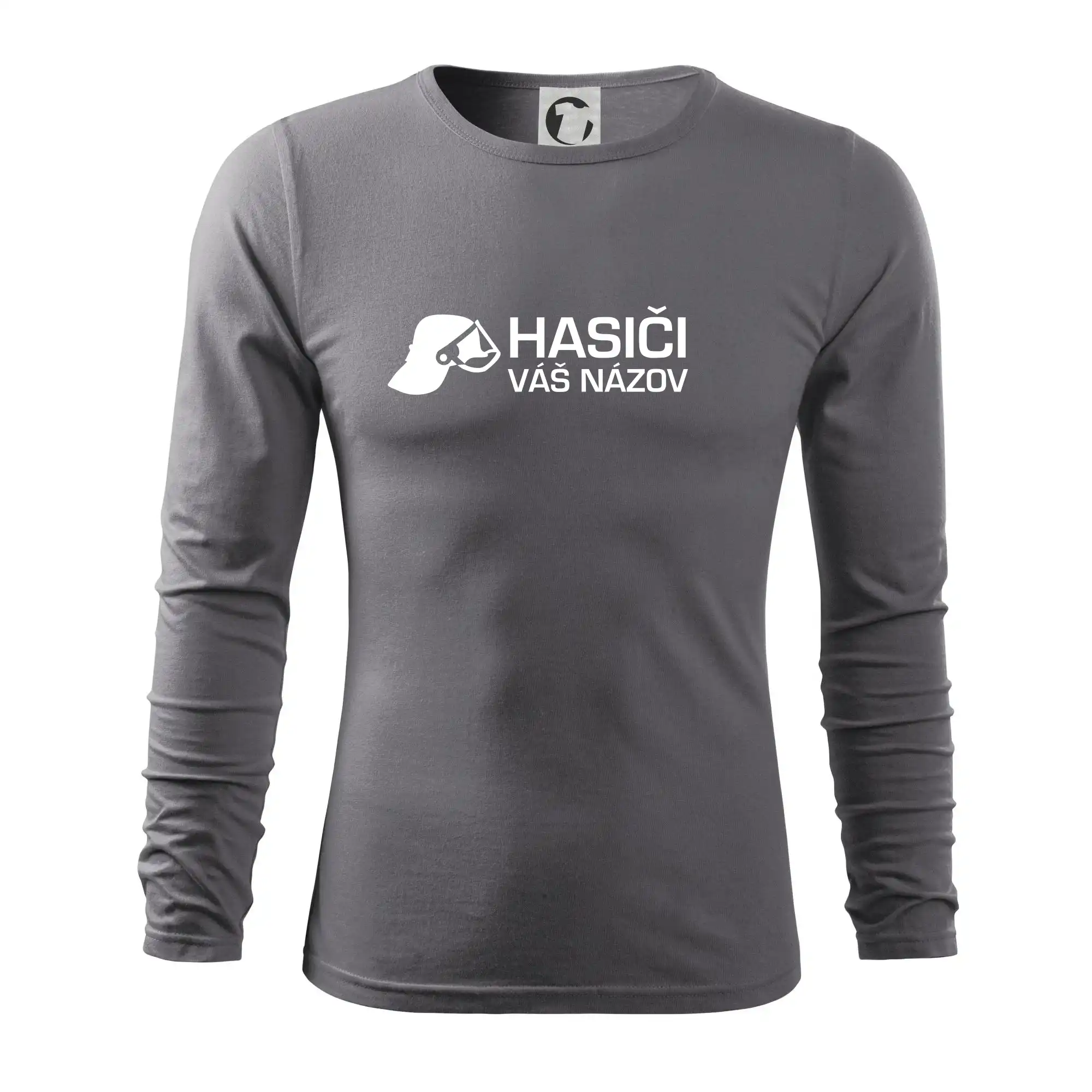 Originálne tričká pre hasičov - Hasiči helma - vlastný nápis - Tričko s dlhým rukávom FIT-T long sleeve