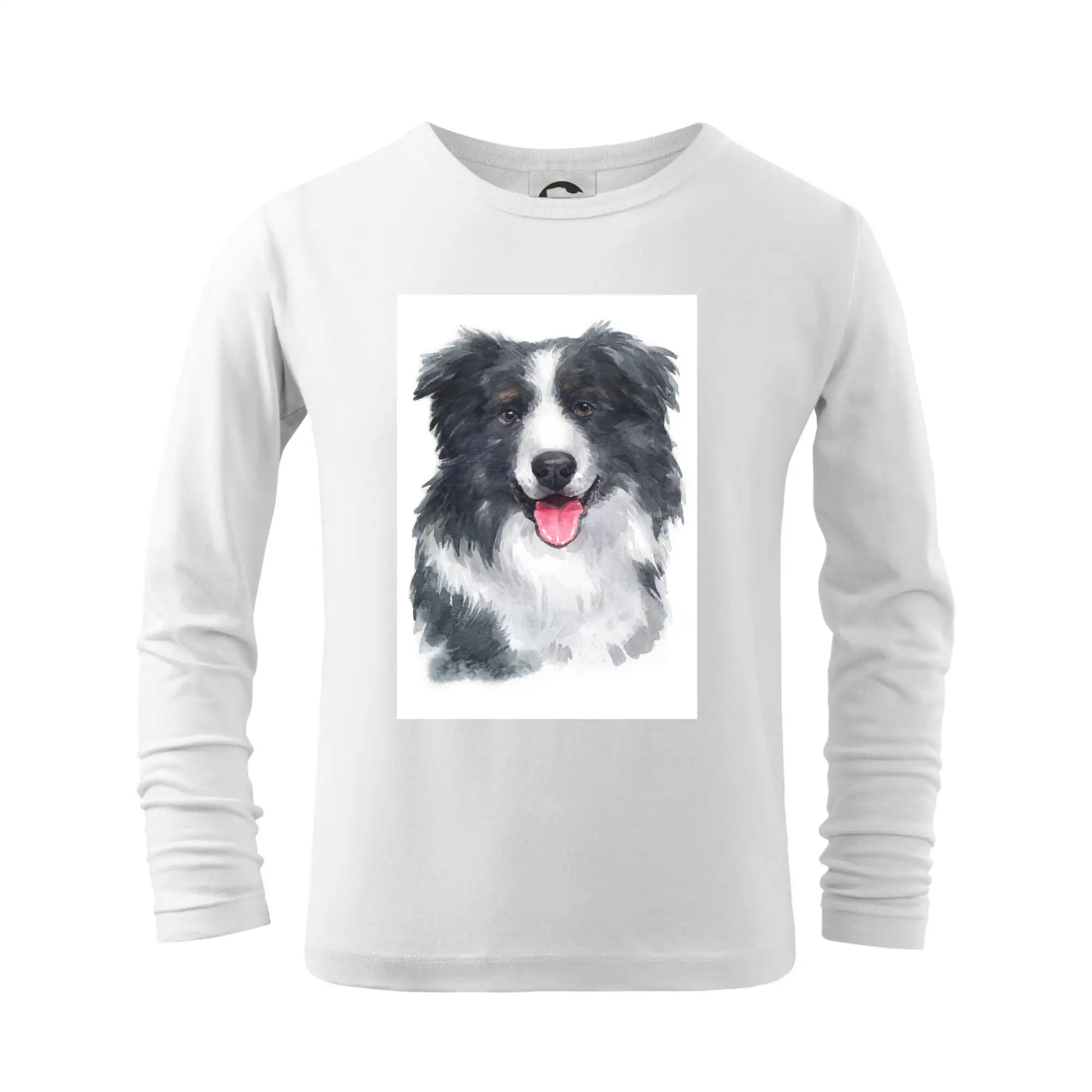 Border kólia na tričku - Border kólia vodová farba - Tričko detské Long Sleeve