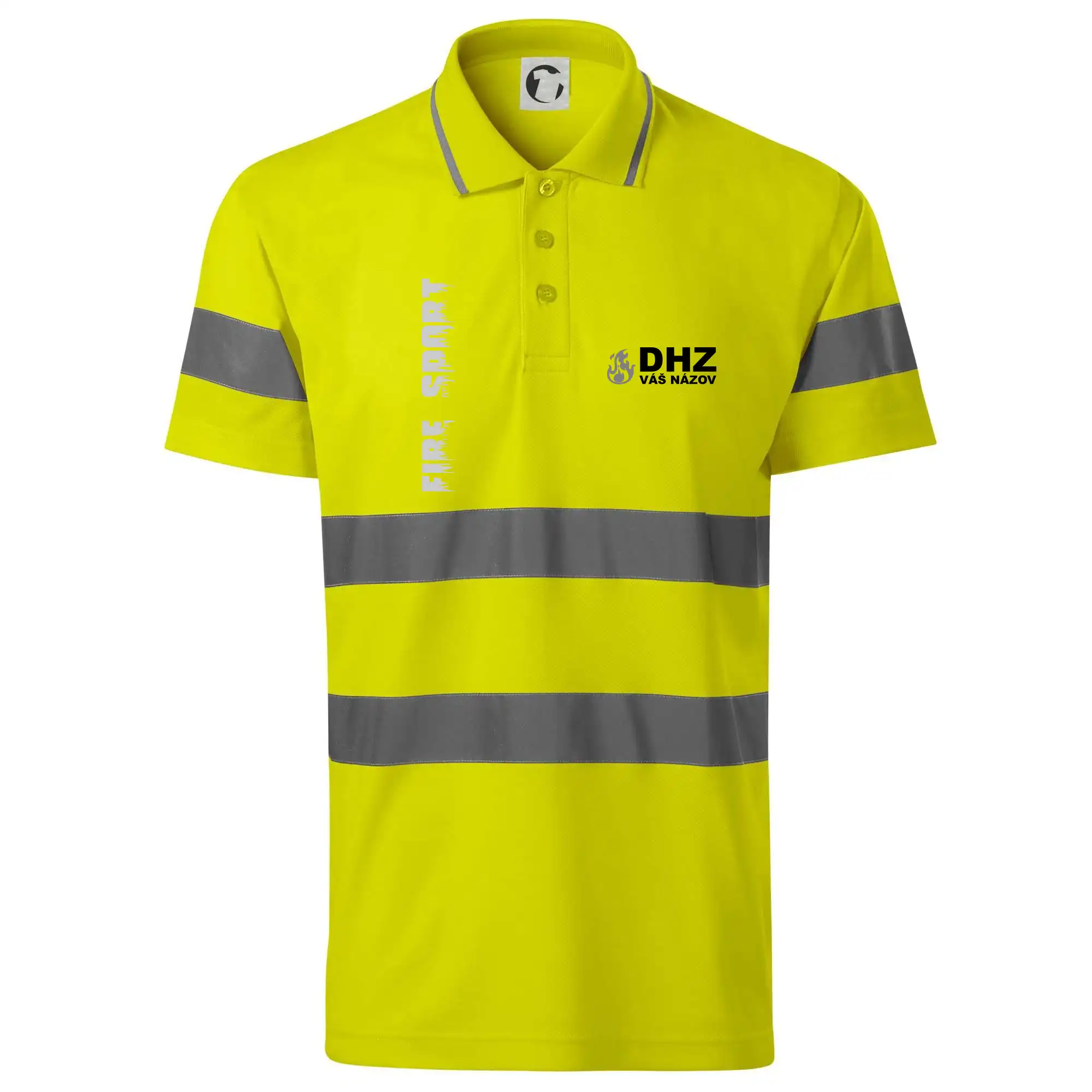 Originálne tričká pre hasičov - DHZ REFLEXNÉ (oheň, firesport, názov zboru - vlastný nápis) - HV Runway 2V9 - Reflexné polokošeľa