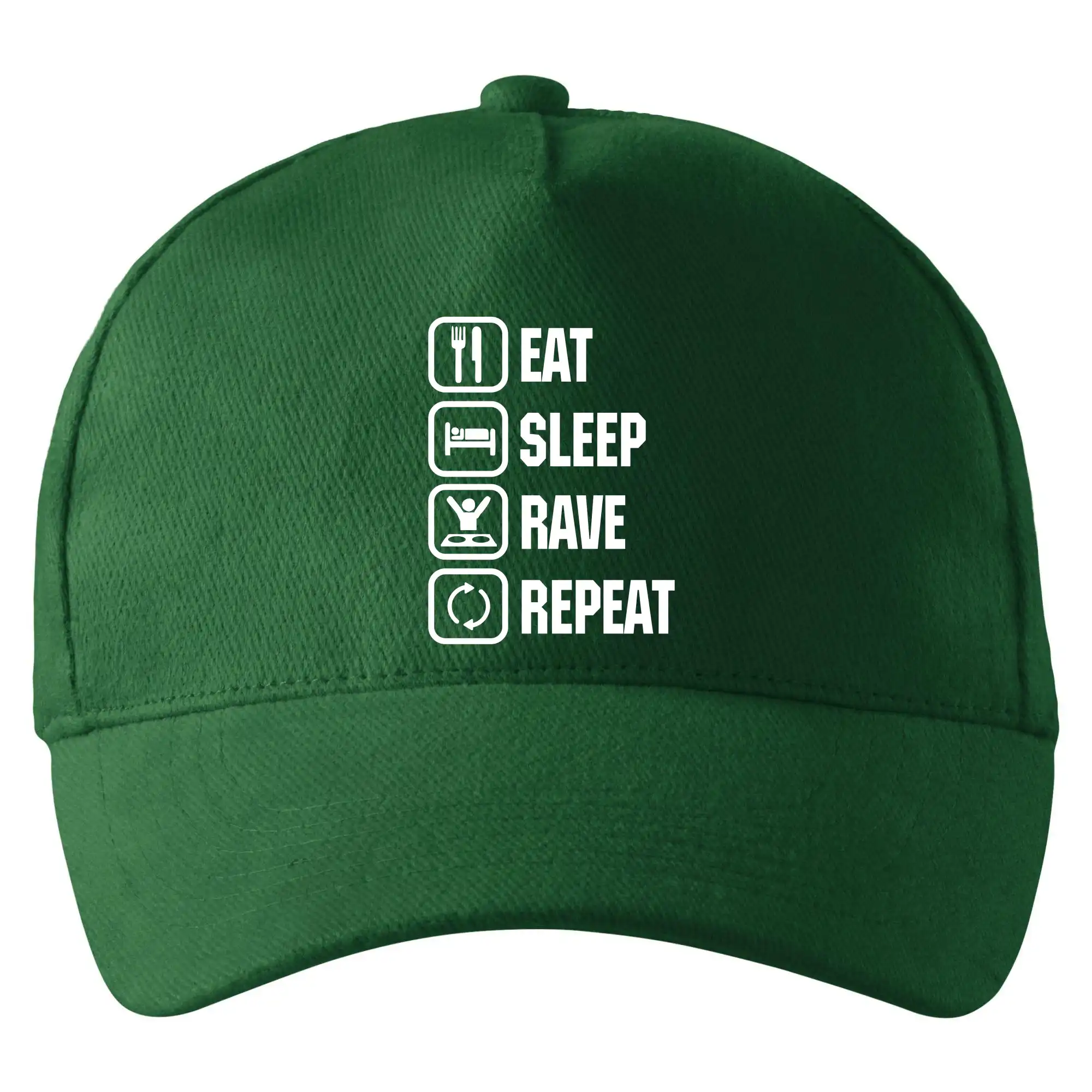 Eat sleep repeat - Eat sleep rave repeat - Šiltovka so zahnutým šiltom a mosaznou sponou