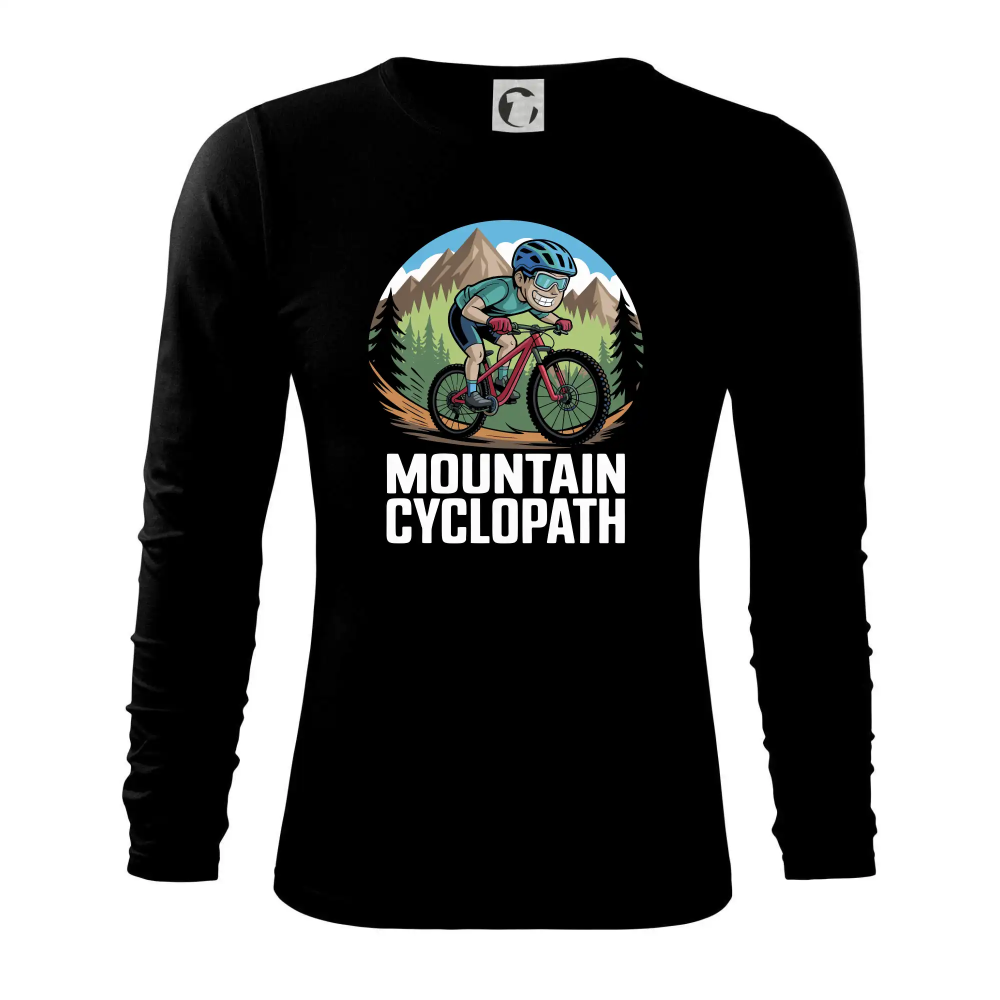 Tričko ako darček pre cyklistu - Mountain cyclopat bez fúzov - Tričko s dlhým rukávom FIT-T long sleeve