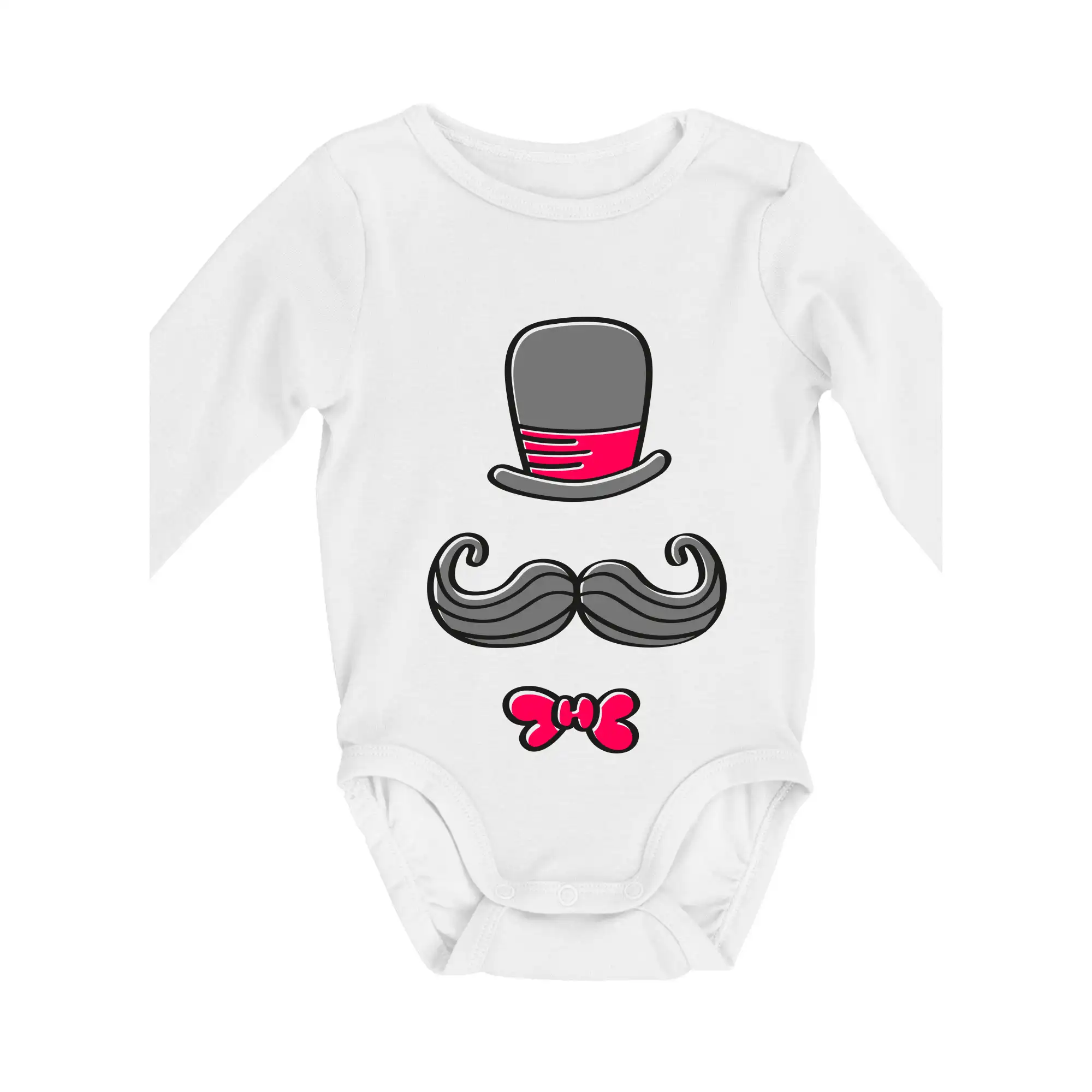 Tričká s fúzikmi - Kitty Mustache - Body dojčenské s dlhým rukávom