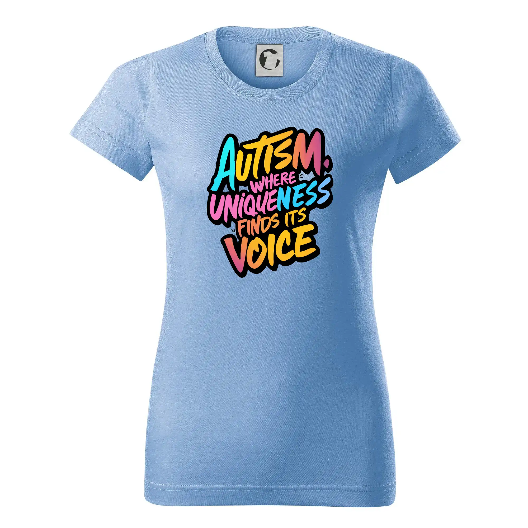 Tričká s motívom autizmu & osveta - Autism Where Uniqueness Finds Its Voice - Dámske tričko basic - ľahko voľnejšie a dlhšie