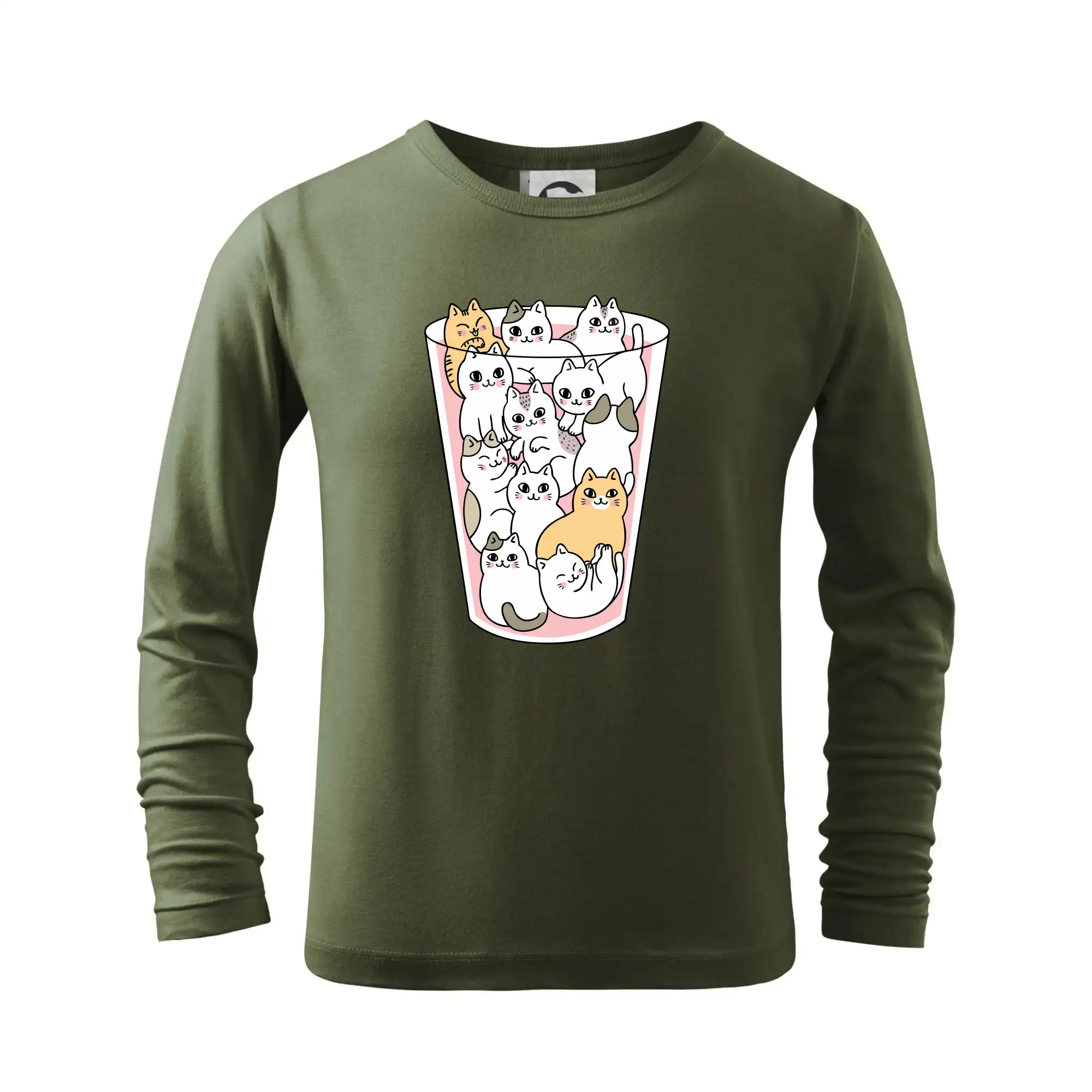 Vtipná tričká s mačkou - Mačky v pohári - Tričko detské Long Sleeve
