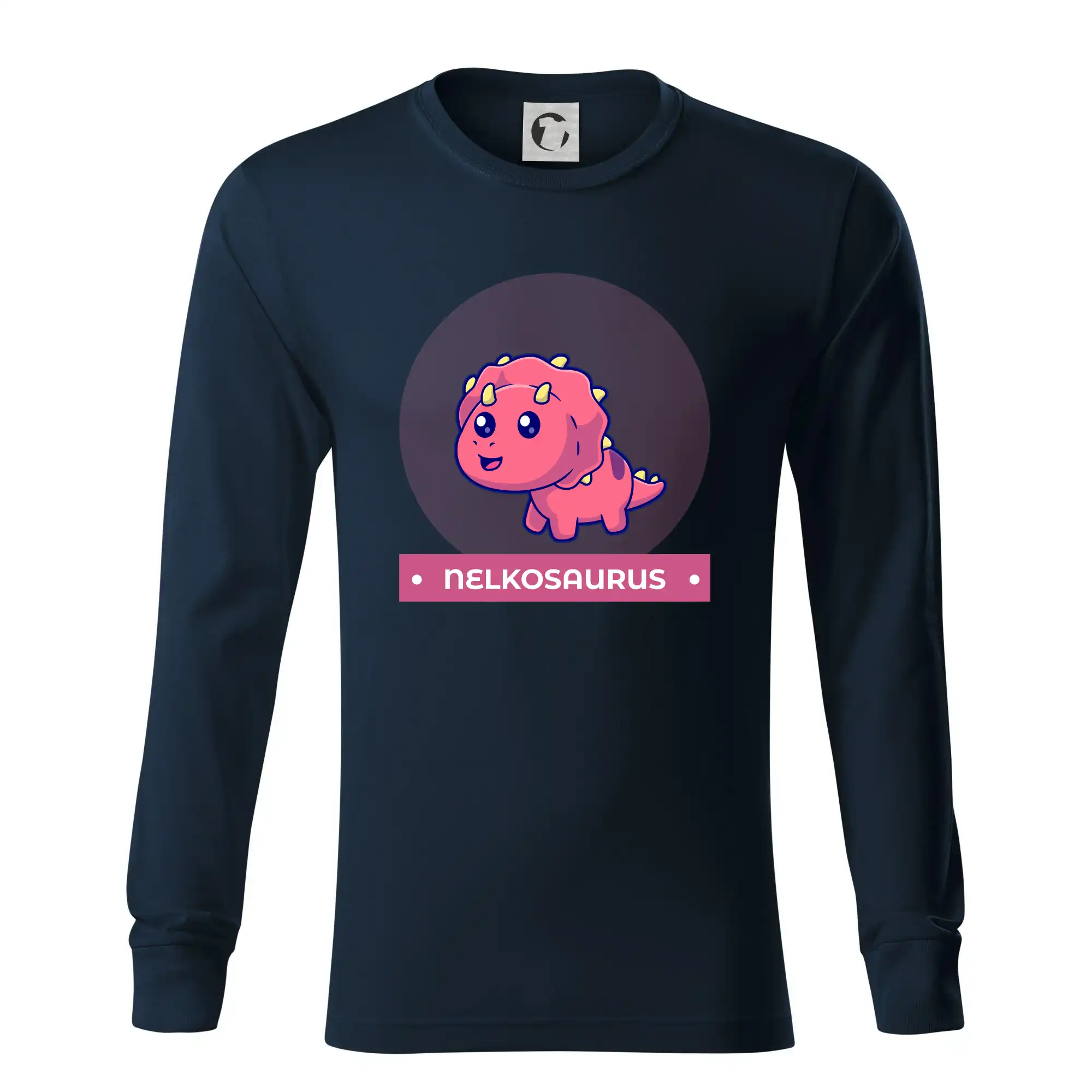 Detské tričká, mikiny a body s originálnymi potlačami | Veselé motívy pre chlapcov aj dievčatá - Dinosaurie mená - růžový dinosaurus - Tričko s dlhým rukávom LS R05