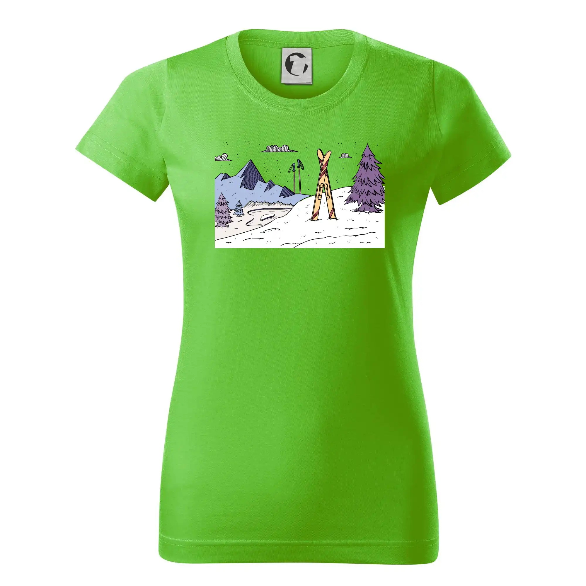 Lyže a Snowboard - Panoráma lyžovania - Dámske tričko basic - ľahko voľnejšie a dlhšie