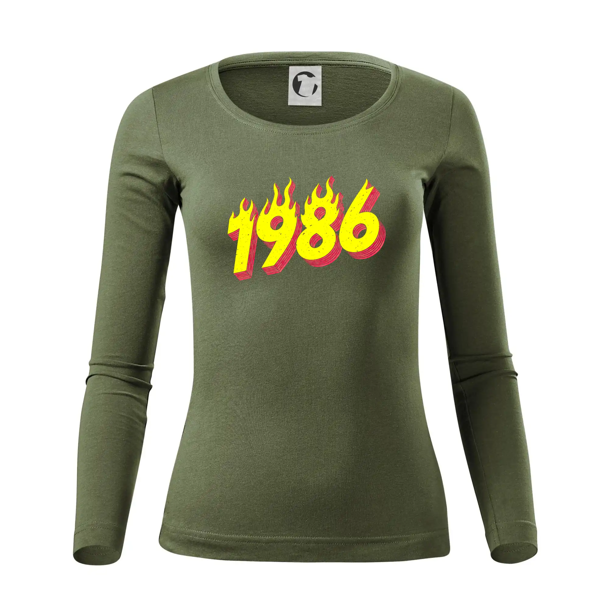 Trička s ročníkom 1986 - Narodeniny v ohni 1986 - Dámske tričko FIT-T LS - zužené