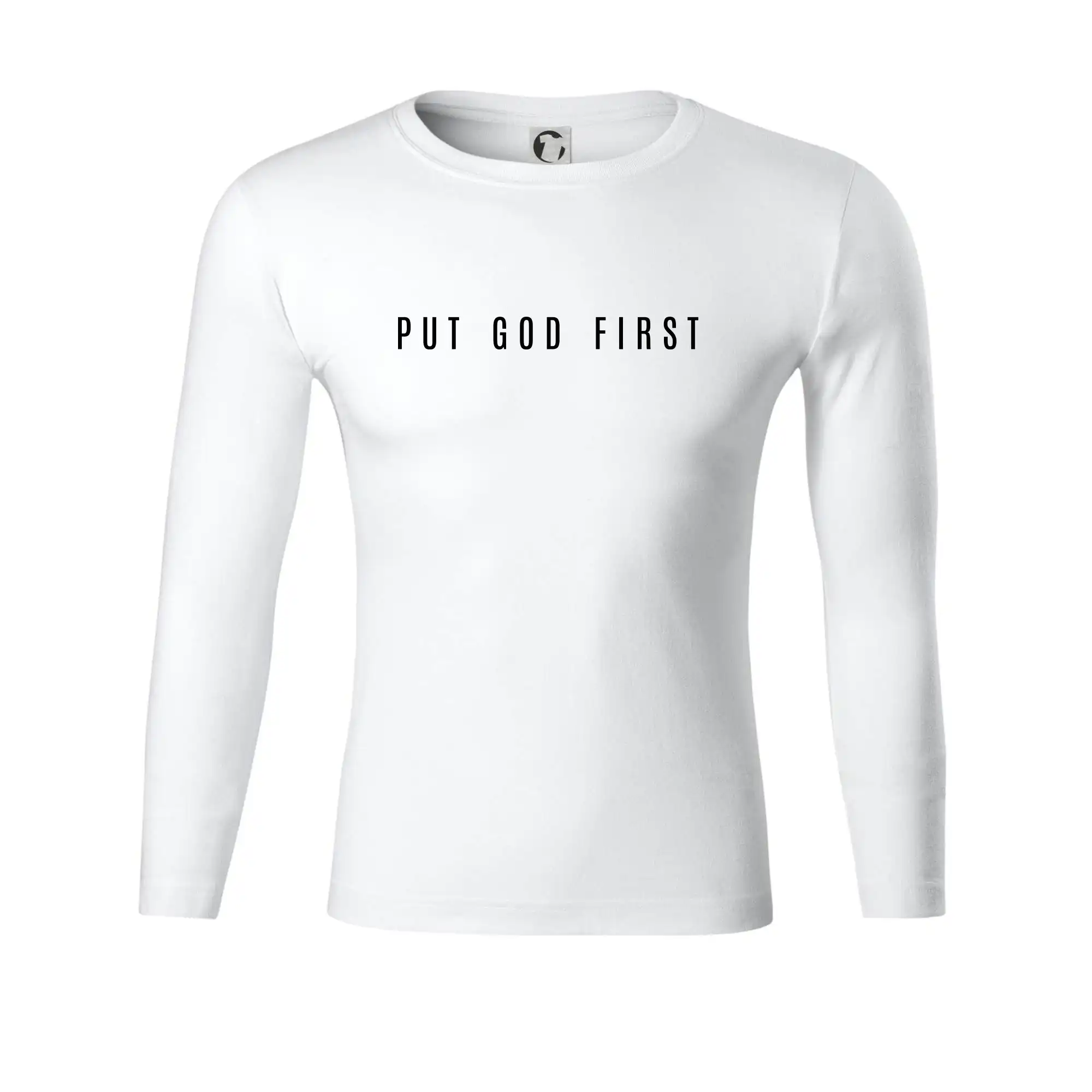Put God first slabý nápis - Tričko Progress s dlhým rukávom