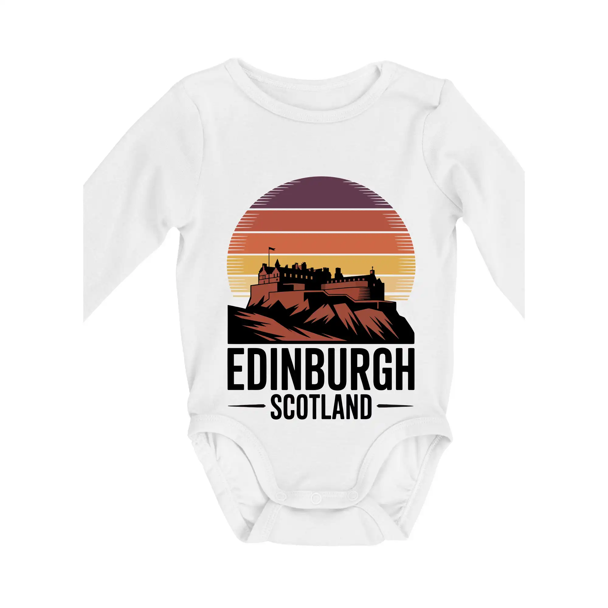 Motívy štátnych vlajok - Scotland Edinburgh Castle - Body dojčenské s dlhým rukávom