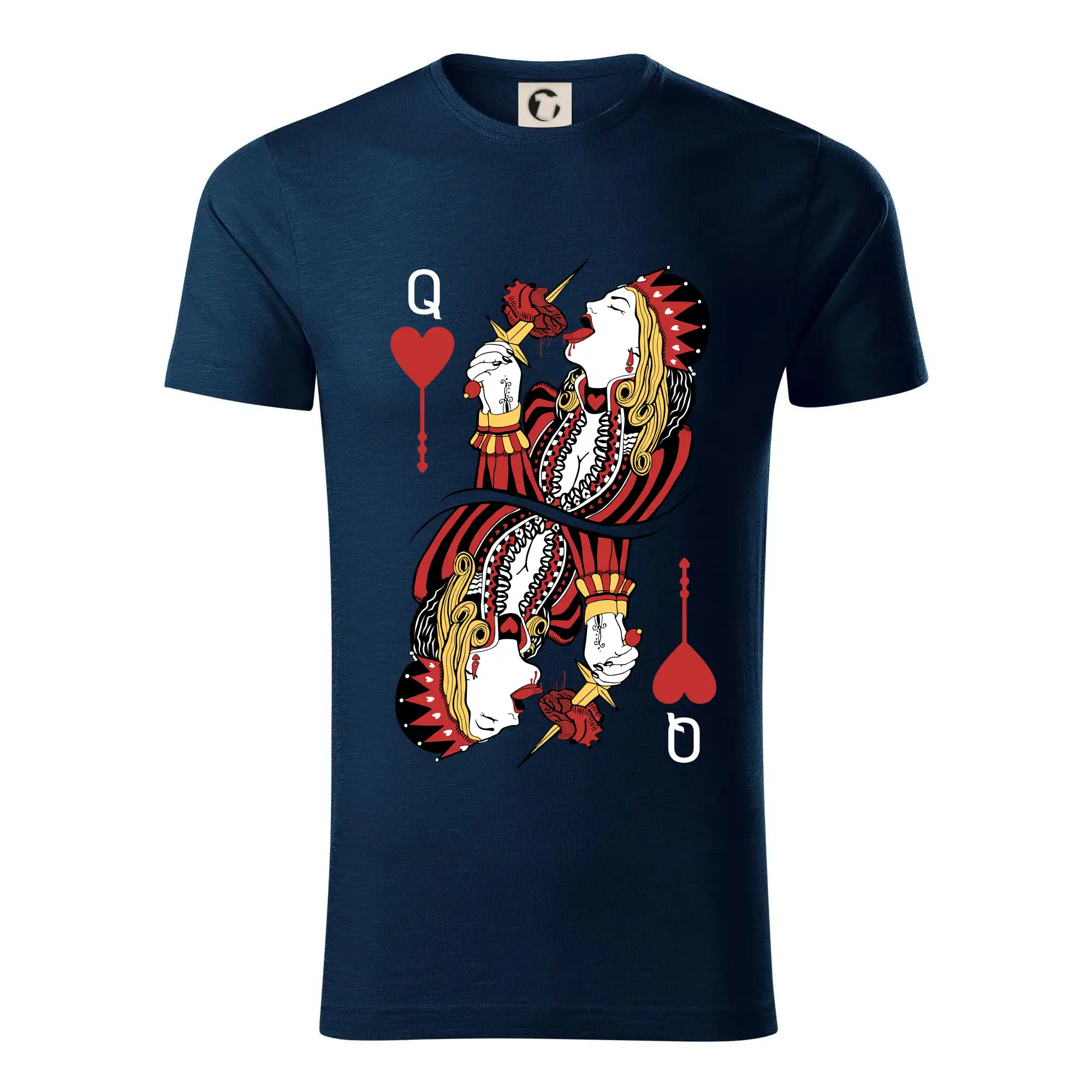 Poker tričká - Srdcová Kráľovná kreslená (Pecka Design) - Tričko z organickej bavlny