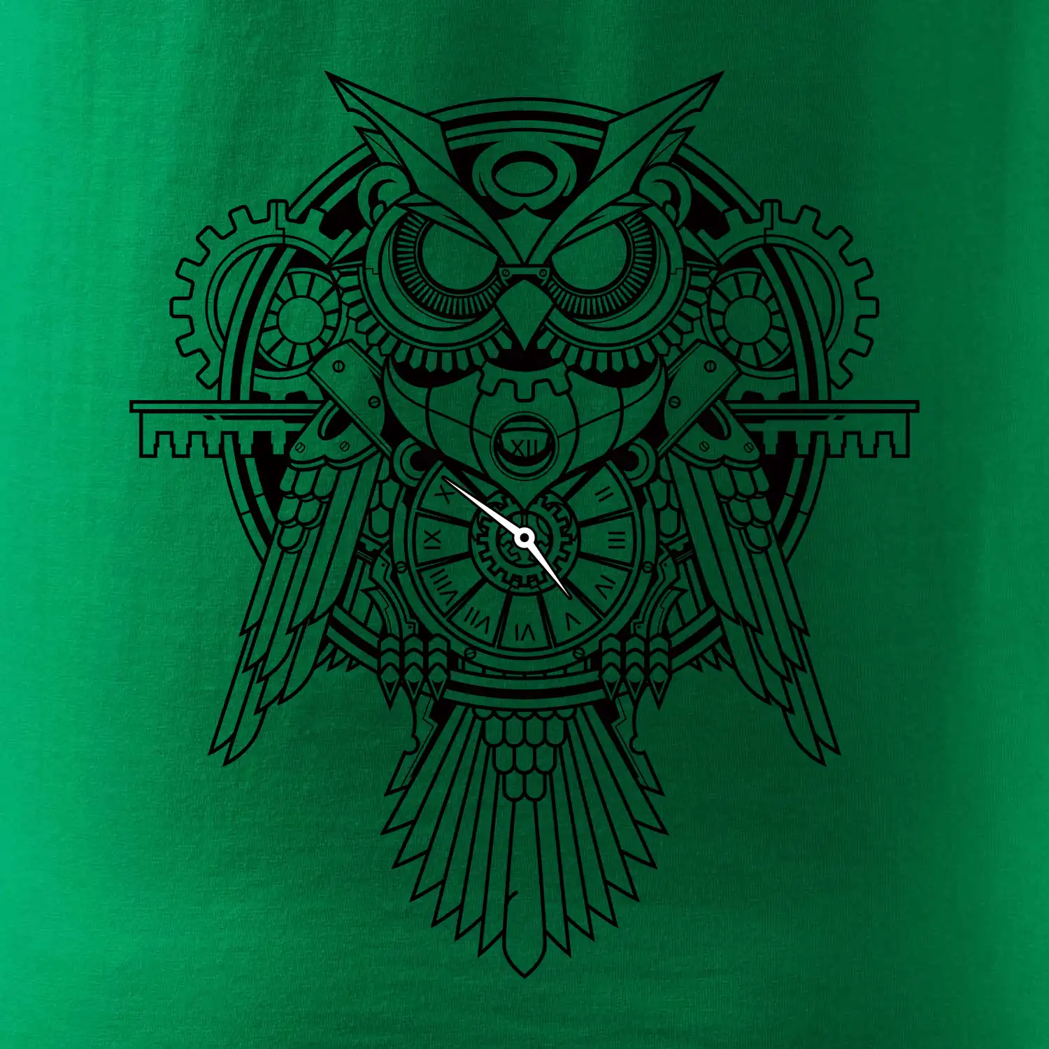 Steampunk sova černobílá