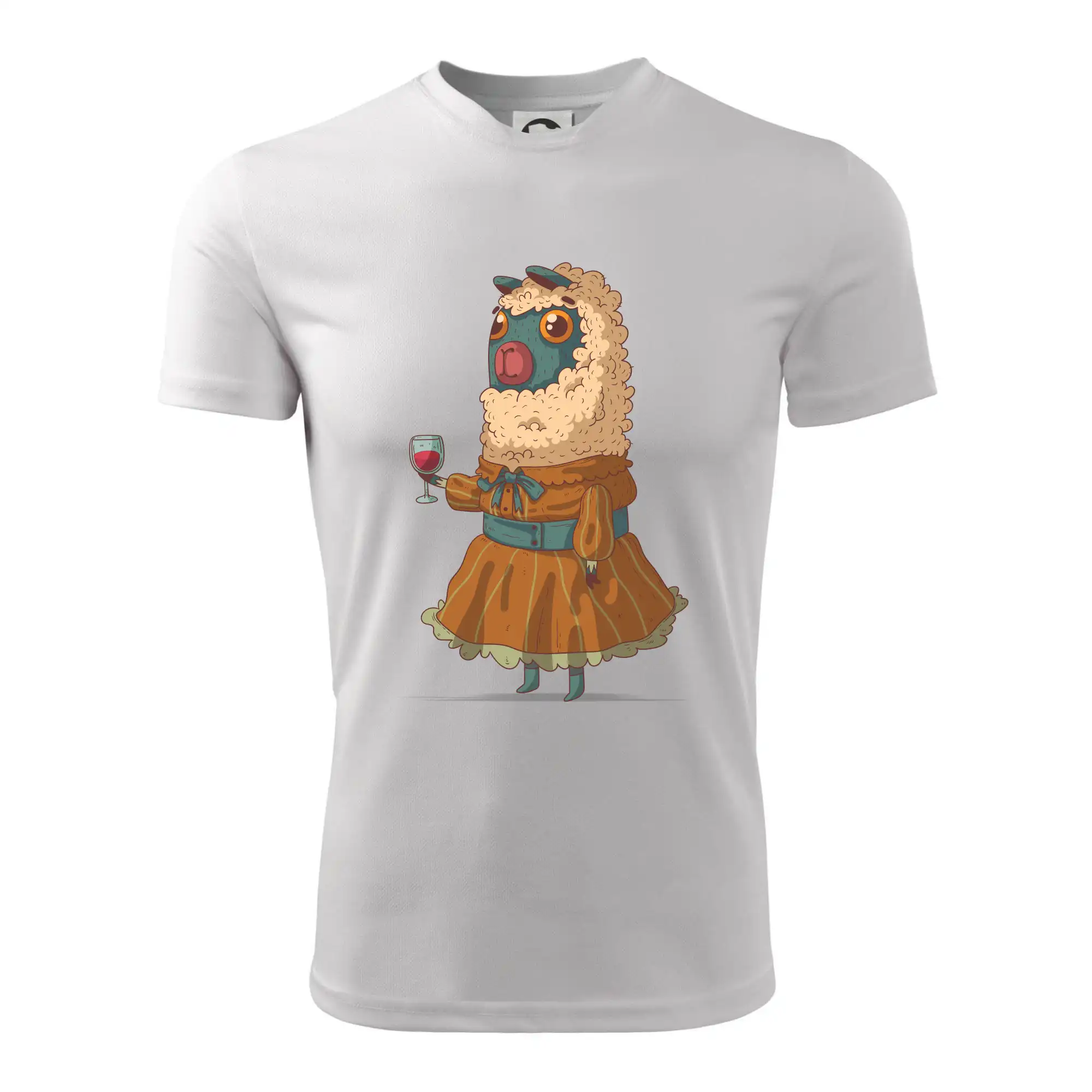 Alpaka s vínem žena