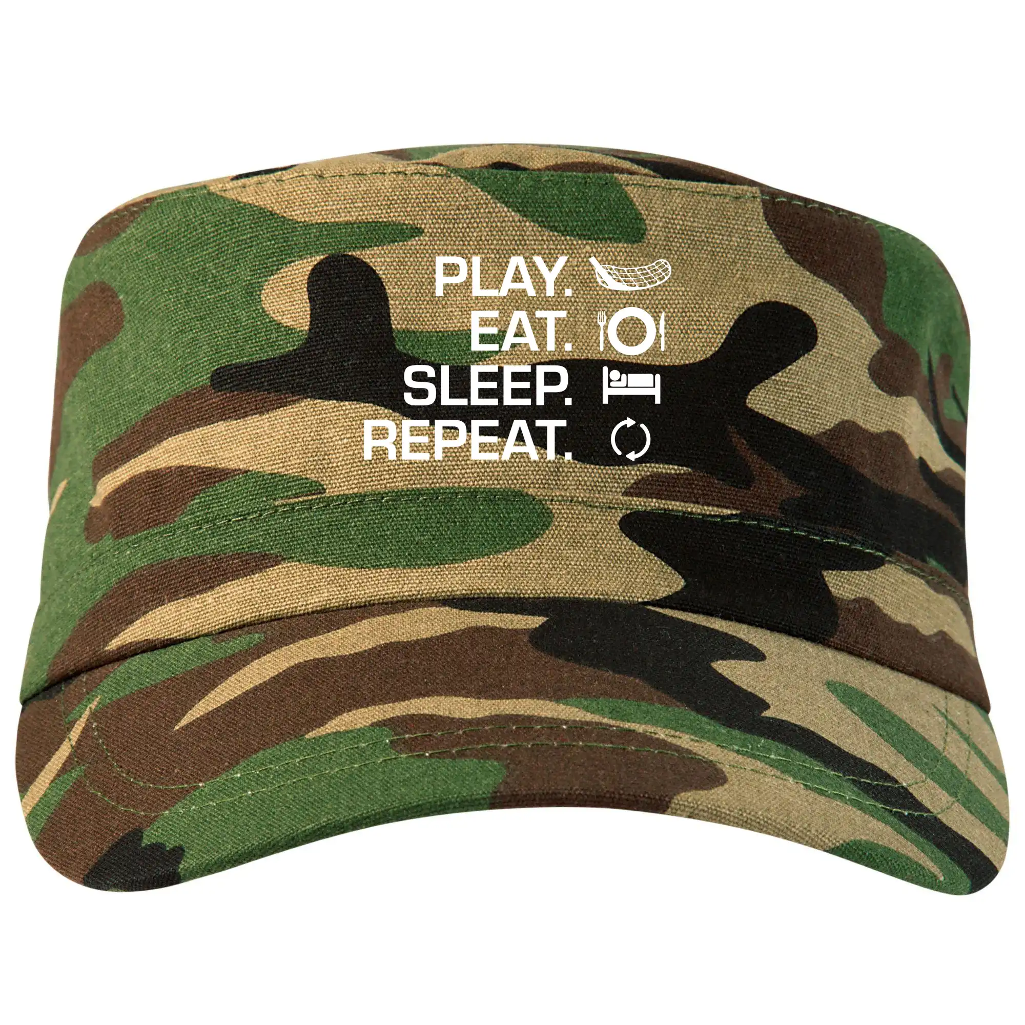 Florbalové tričká - Play Eat Sleep Repeat florbal - Šiltovka CAMO