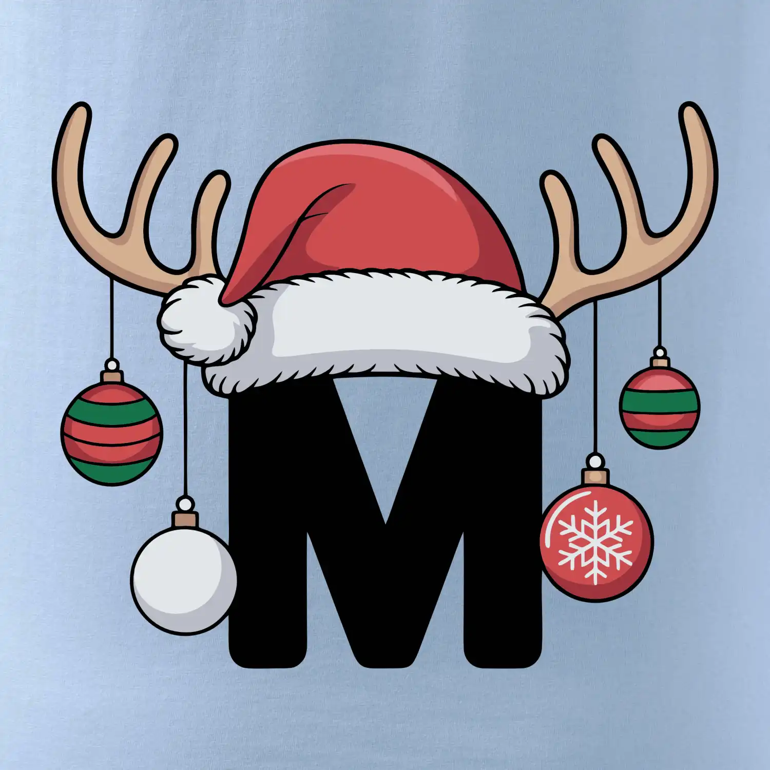 Vanoční rodinná trička - písmeno a čepice